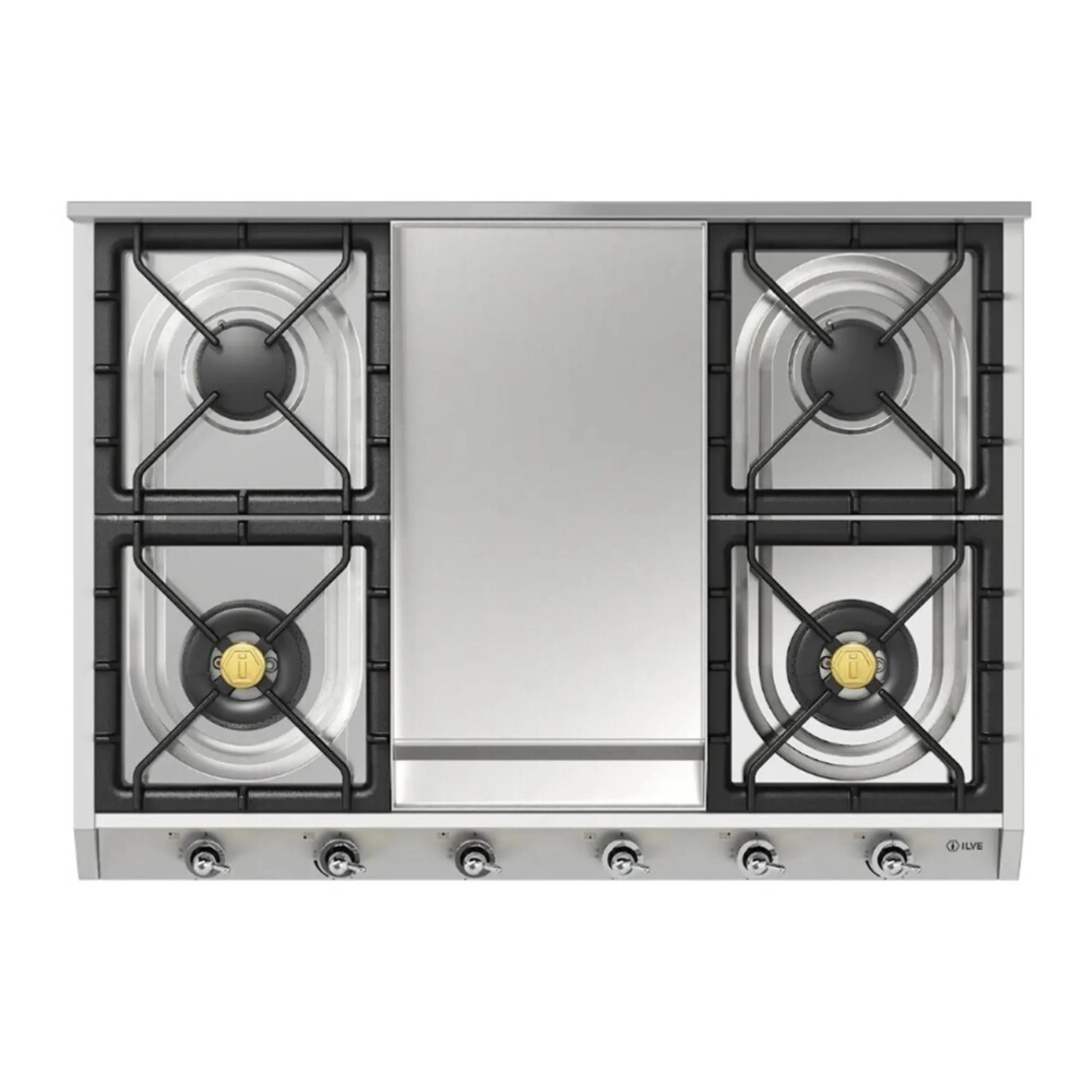ILVE Nostalgie II 36-Inch Built-In Natural Gas Cooktop with Griddle in Stainless Steel (UHCP965FNSSC) - Image 2