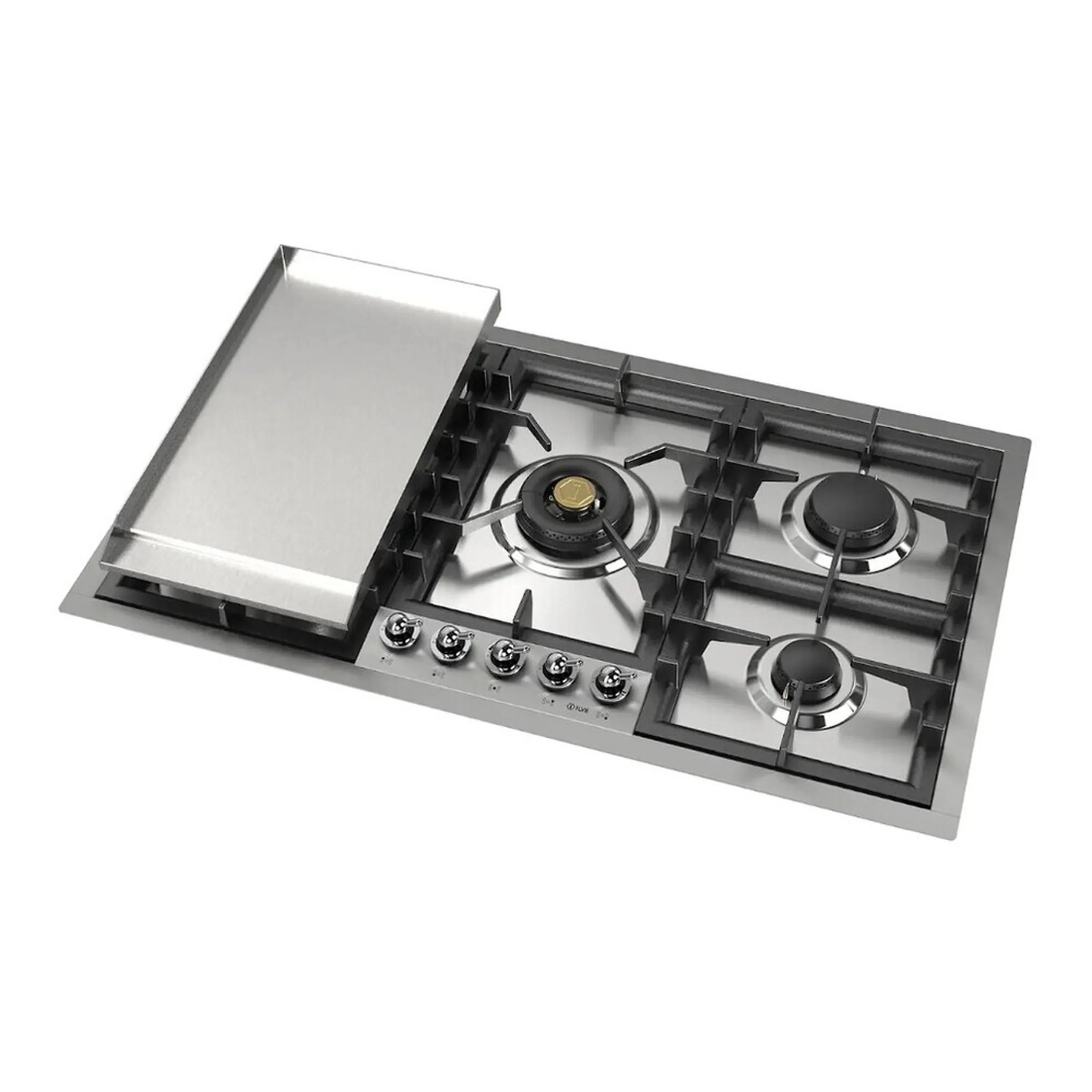 ILVE Nostalgie II 36 inch Built-In Propane Gas Cooktop with Total Black Brass Burners, in Stainless Steel (UHCPT95FNSSCLP) - Image 3