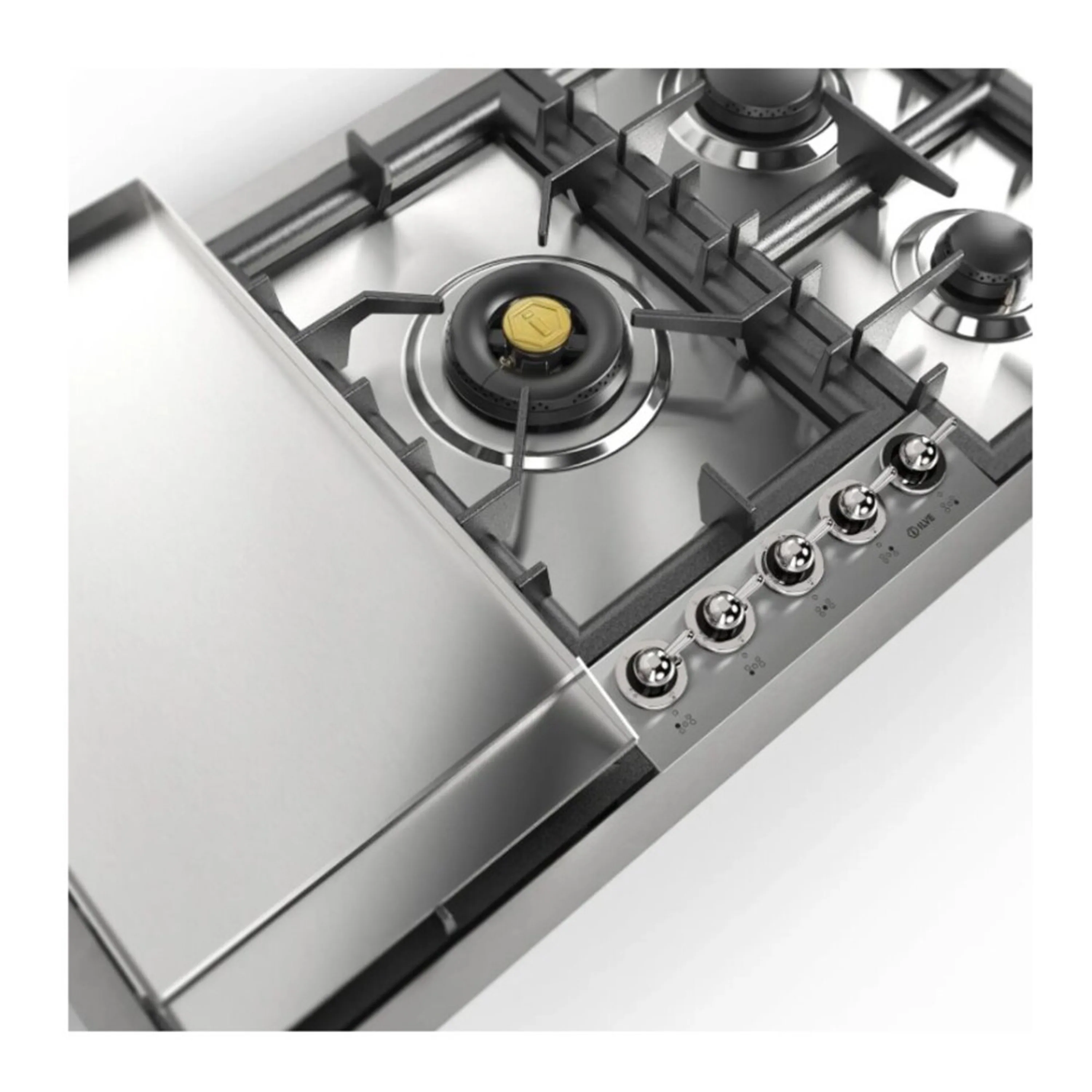 ILVE Nostalgie II 36 inch Built-In Propane Gas Cooktop with Total Black Brass Burners, in Stainless Steel (UHCPT95FNSSCLP) - Image 4
