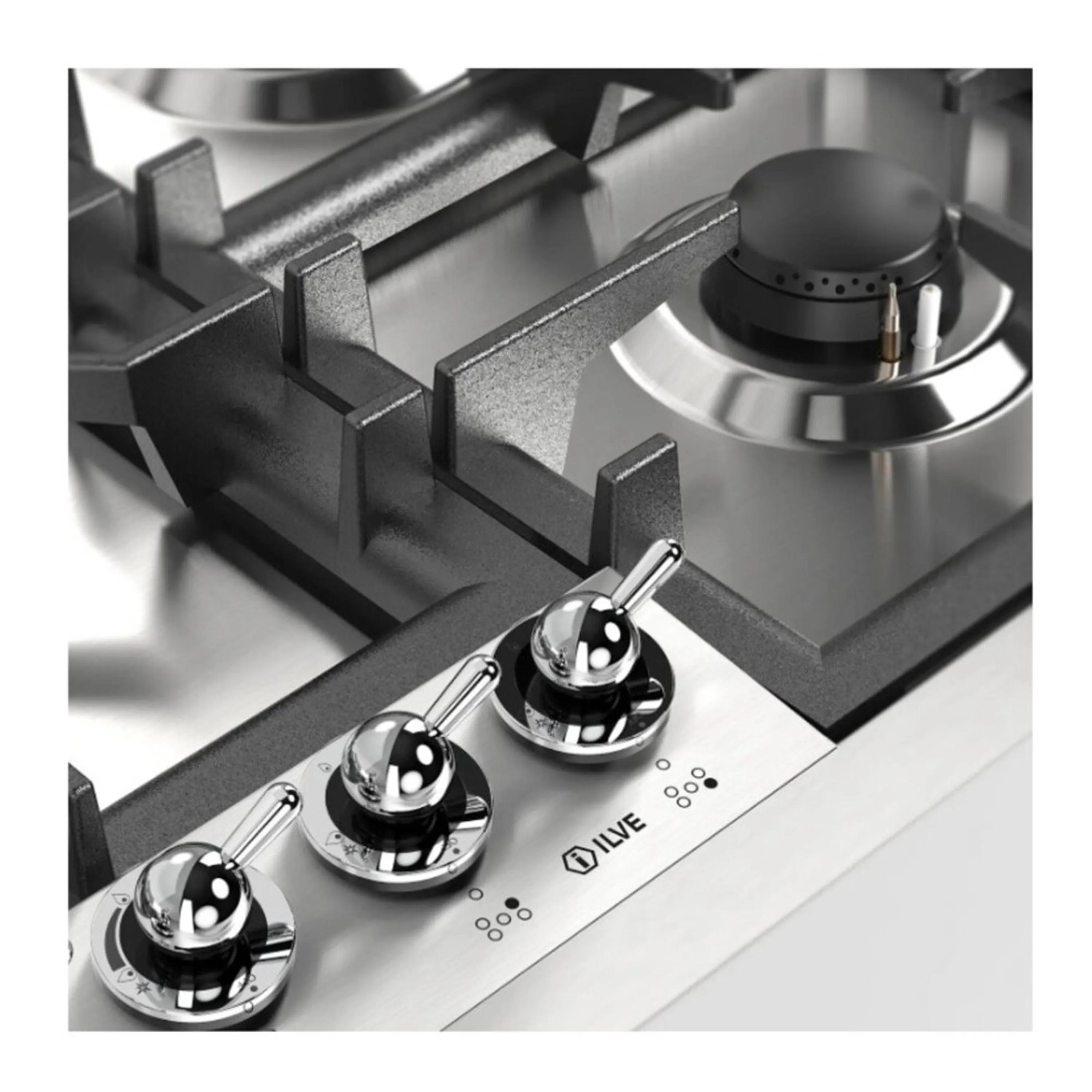 ILVE Nostalgie II 36 inch Built-In Propane Gas Cooktop with Total Black Brass Burners, in Stainless Steel (UHCPT95FNSSCLP) - Image 5