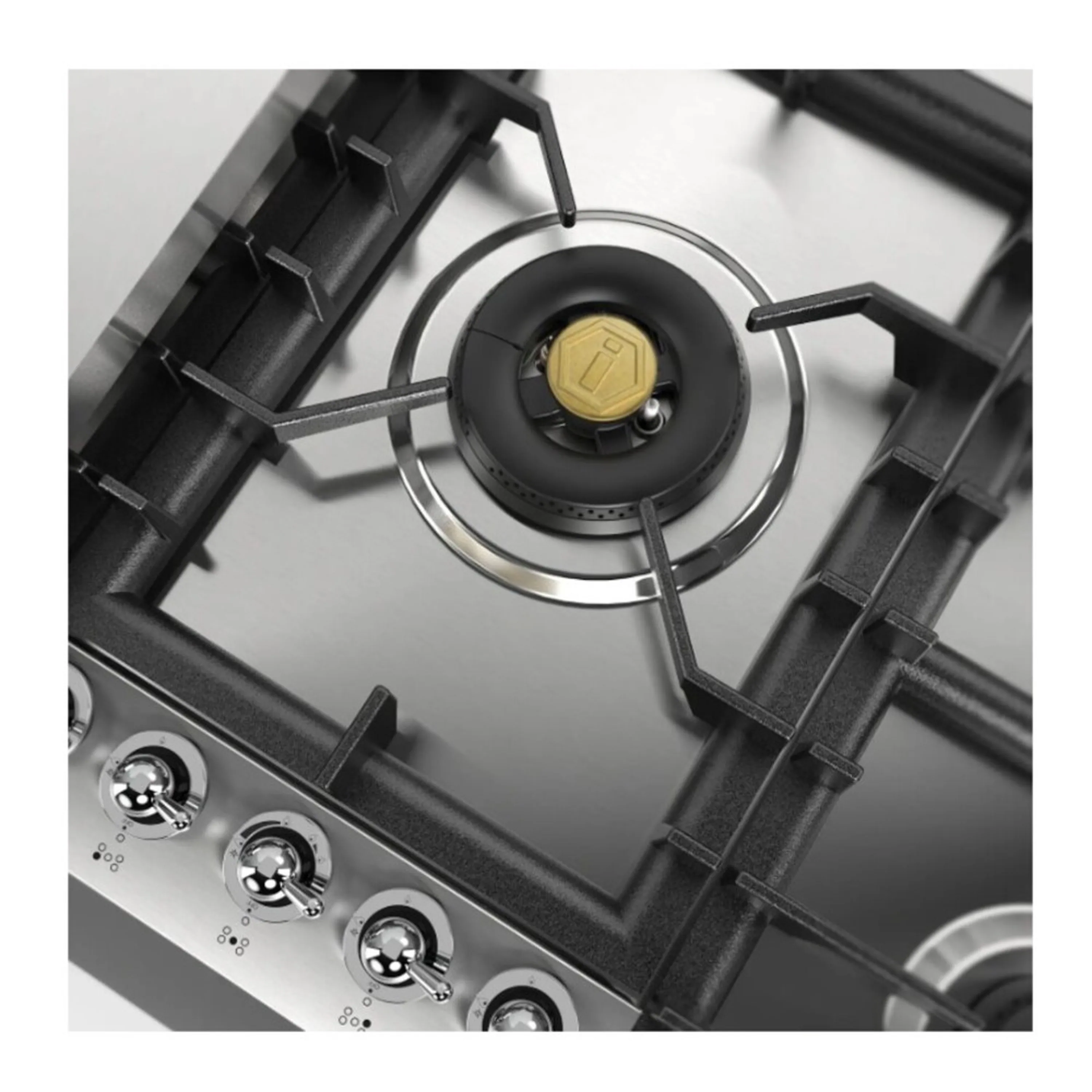ILVE Nostalgie II 36 inch Built-In Propane Gas Cooktop with Total Black Brass Burners, in Stainless Steel (UHCPT95FNSSCLP) - Image 6