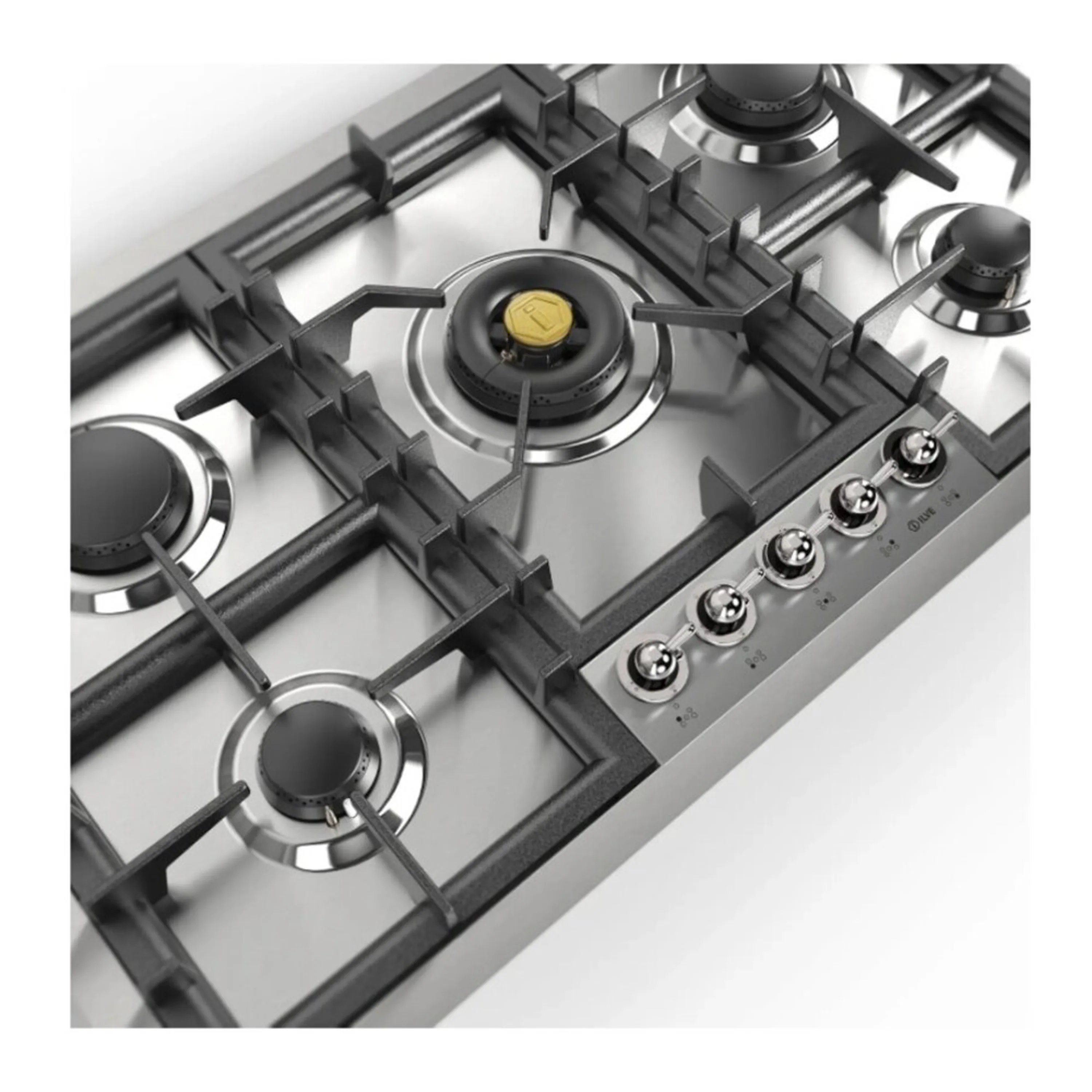 ILVE Nostalgie II 36 inch Built-In Propane Gas Cooktop with Total Black Brass Burners, in Stainless Steel (UHCPT95NSSCLP) - Image 4