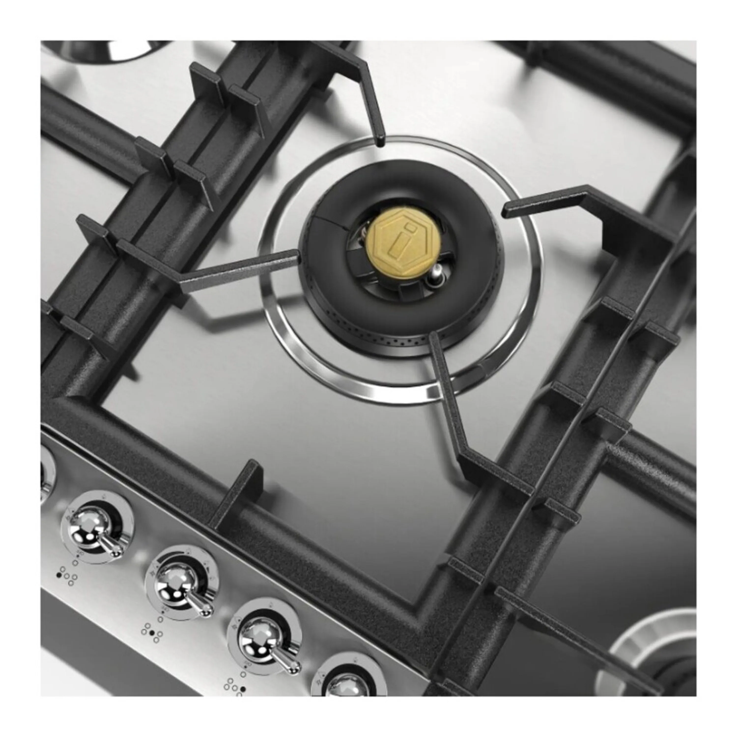 ILVE Nostalgie II 36 inch Built-In Propane Gas Cooktop with Total Black Brass Burners, in Stainless Steel (UHCPT95NSSCLP) - Image 6