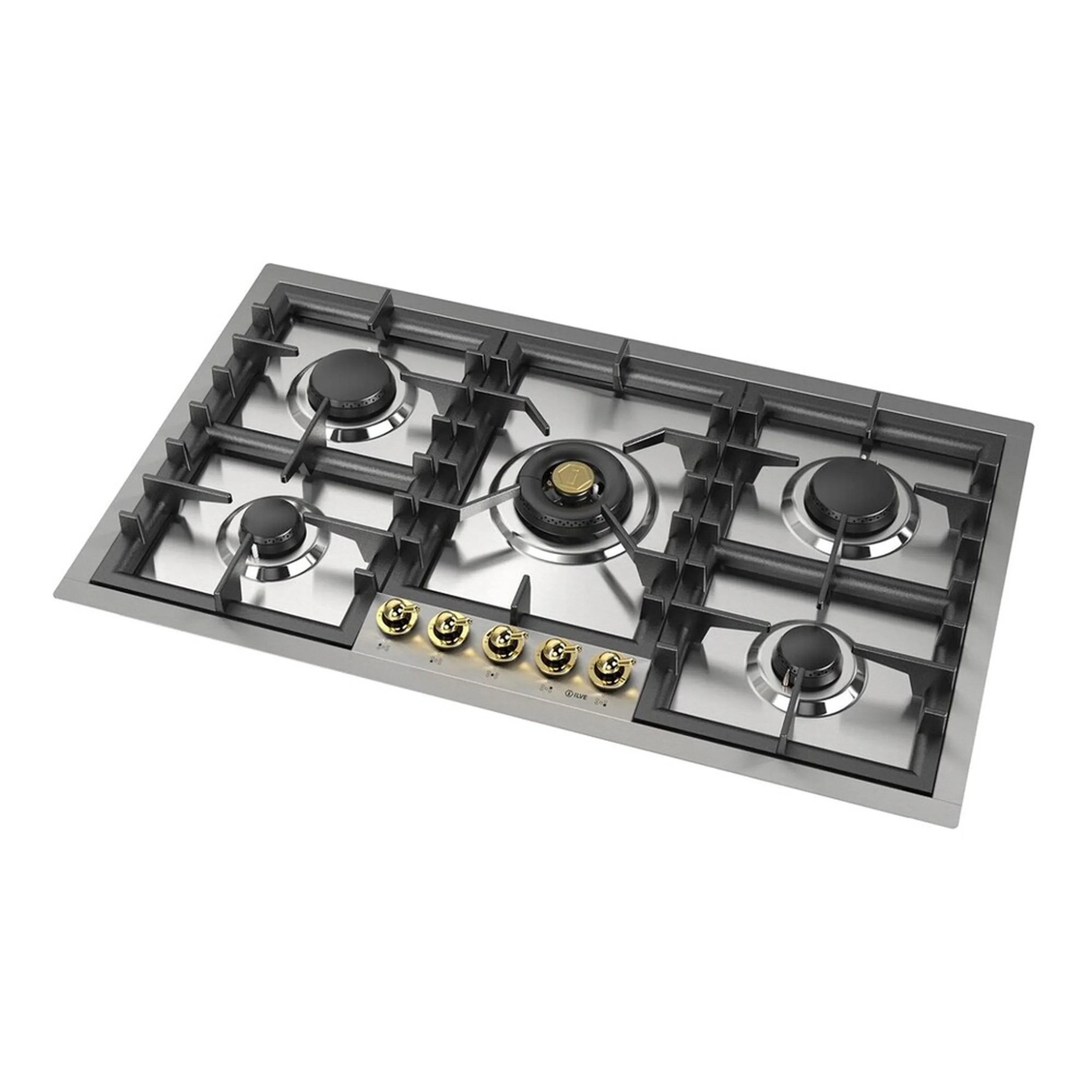 ILVE Nostalgie II 36-Inch Built-In Propane Gas Cooktop with Total Black Brass Burners in Stainless Steel (UHCPT95NSSGLP) - Image 3