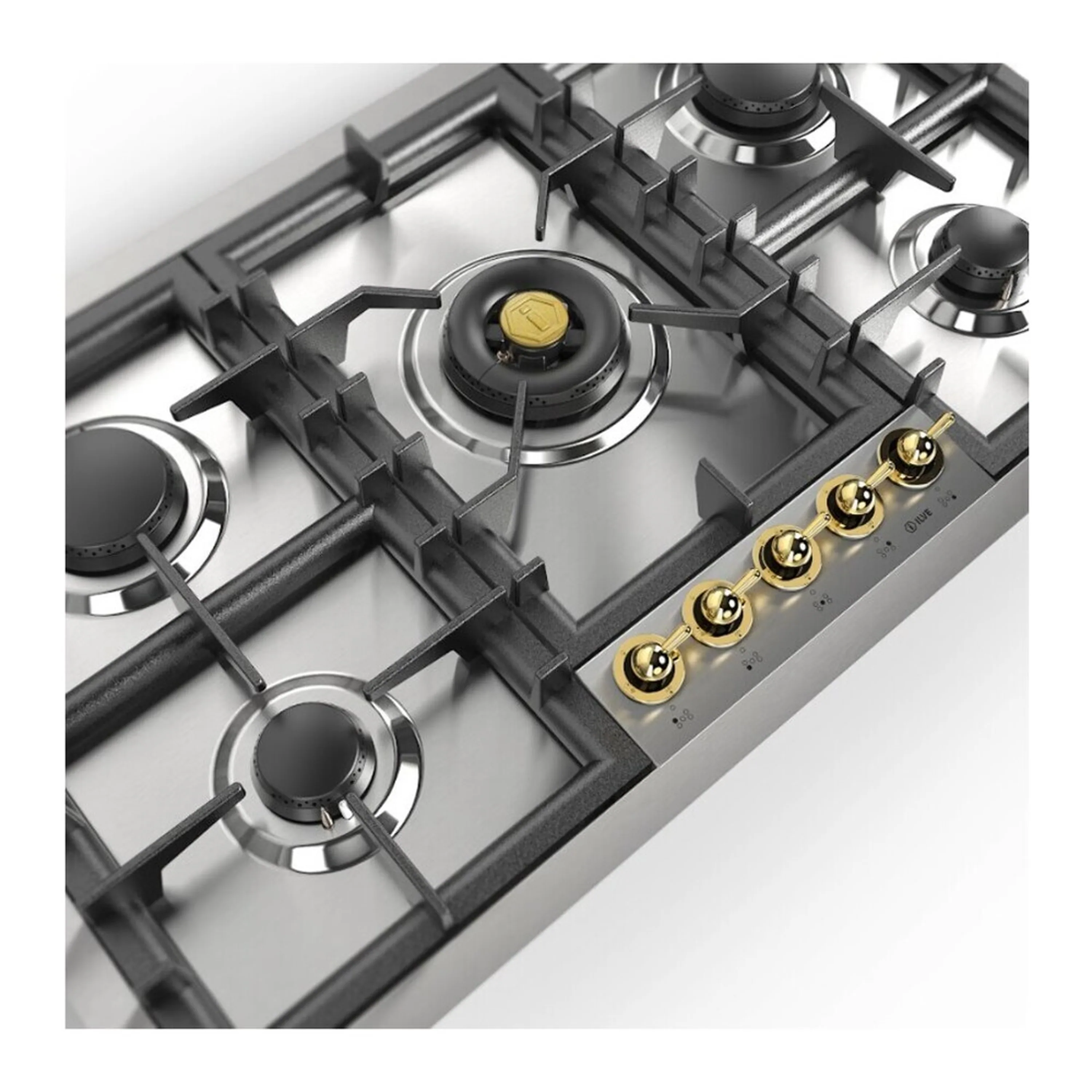 ILVE Nostalgie II 36-Inch Built-In Propane Gas Cooktop with Total Black Brass Burners in Stainless Steel (UHCPT95NSSGLP) - Image 4
