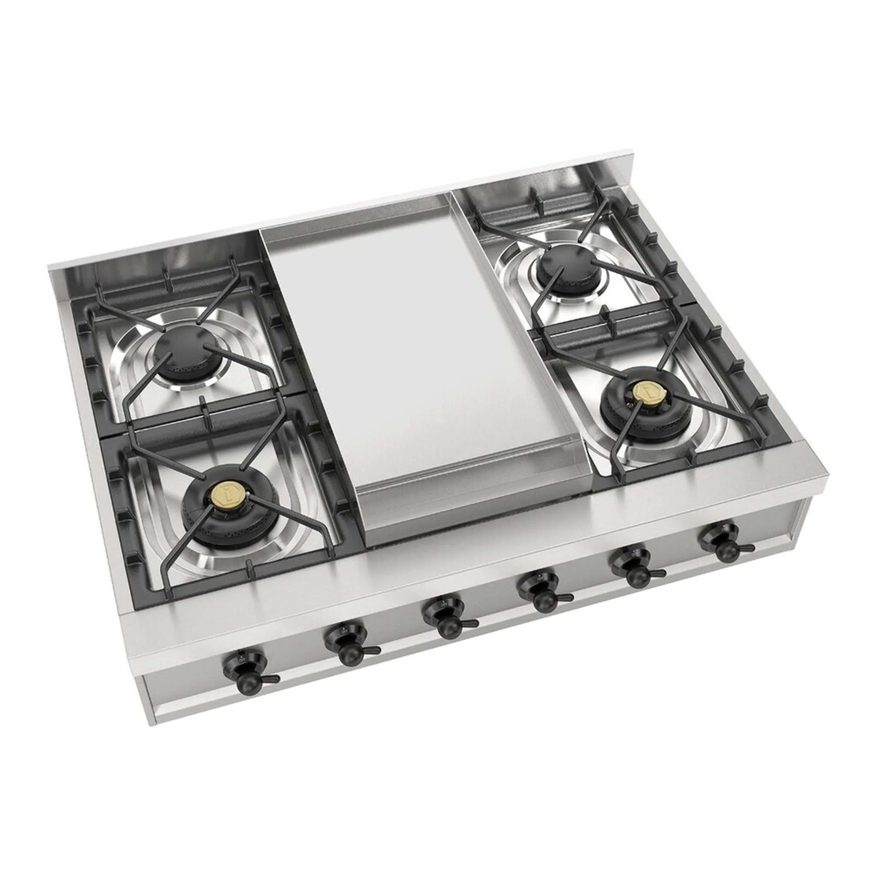 ILVE Nostalgie II 36 inch Built-In Propane Gas Rangetop with 6 Burners and Griddle, in Stainless Steel (UHCP36FNSSBLP) - Image 3