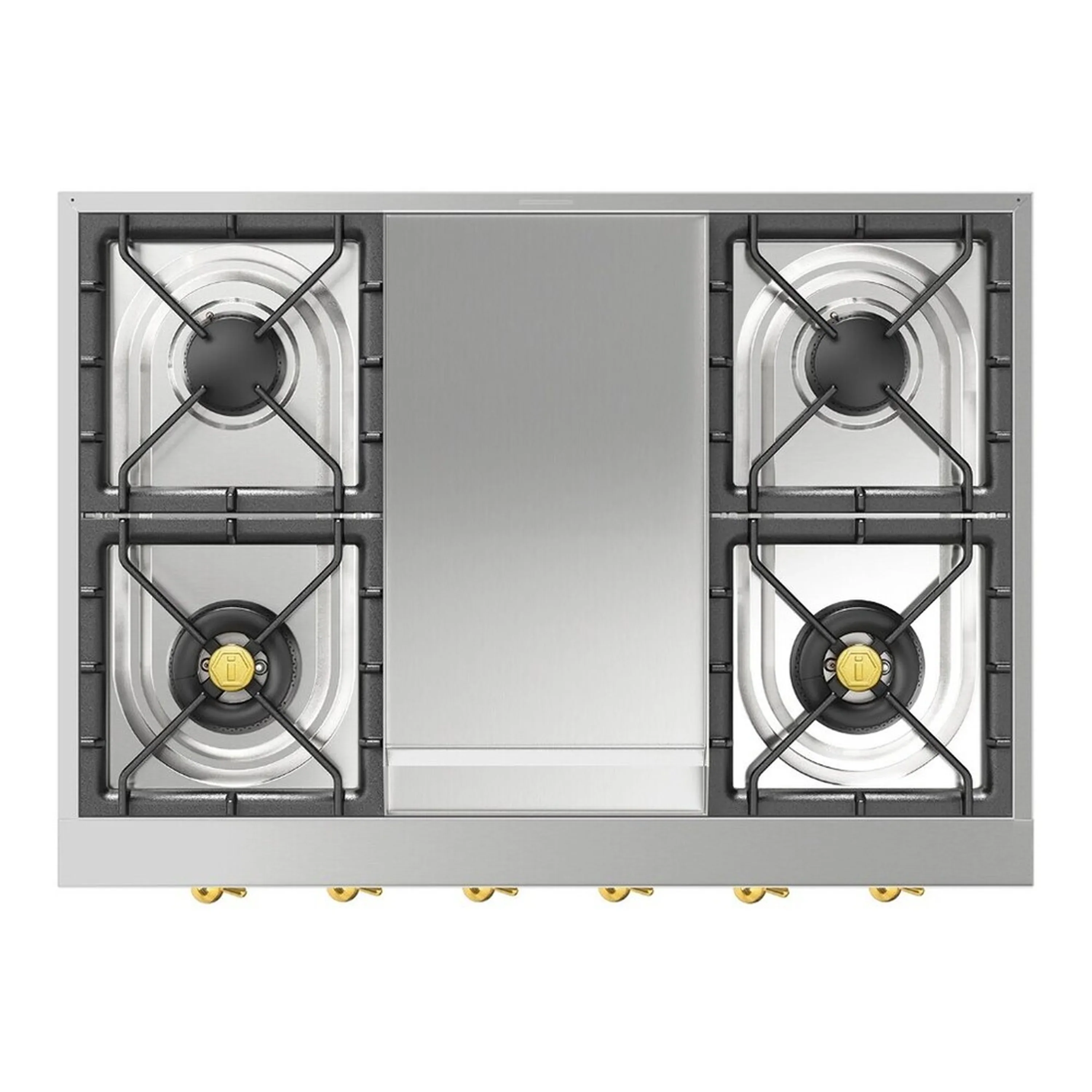 ILVE Nostalgie II 36 inch Built-In Natural Gas Rangetop with 6 Burners and Griddle, in Stainless Steel (UHCP36FNSSG) - Image 2