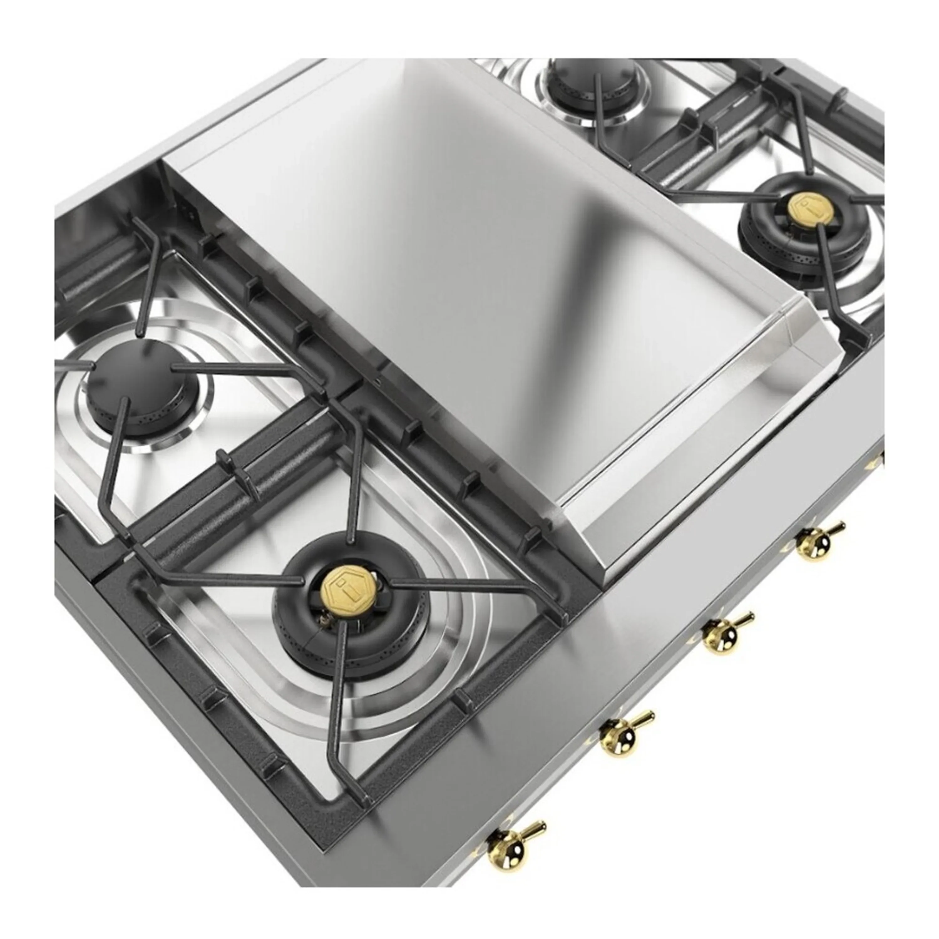 ILVE Nostalgie II 36 inch Built-In Natural Gas Rangetop with 6 Burners and Griddle, in Stainless Steel (UHCP36FNSSG) - Image 5