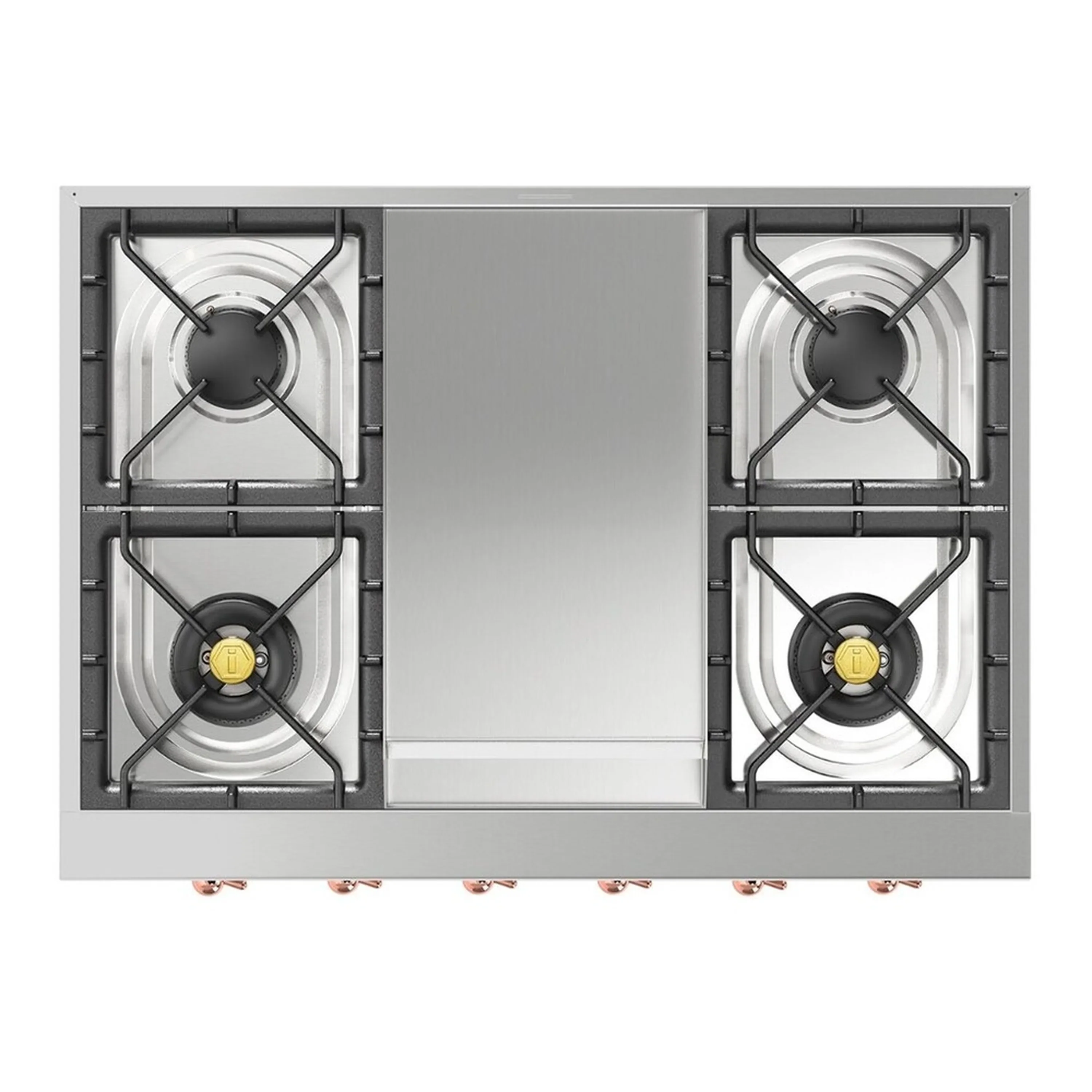 ILVE Nostalgie II 36 inch Built-In Propane Gas Rangetop with 6 Burners and Griddle, in Stainless Steel (UHCP36FNSSPLP) - Image 2