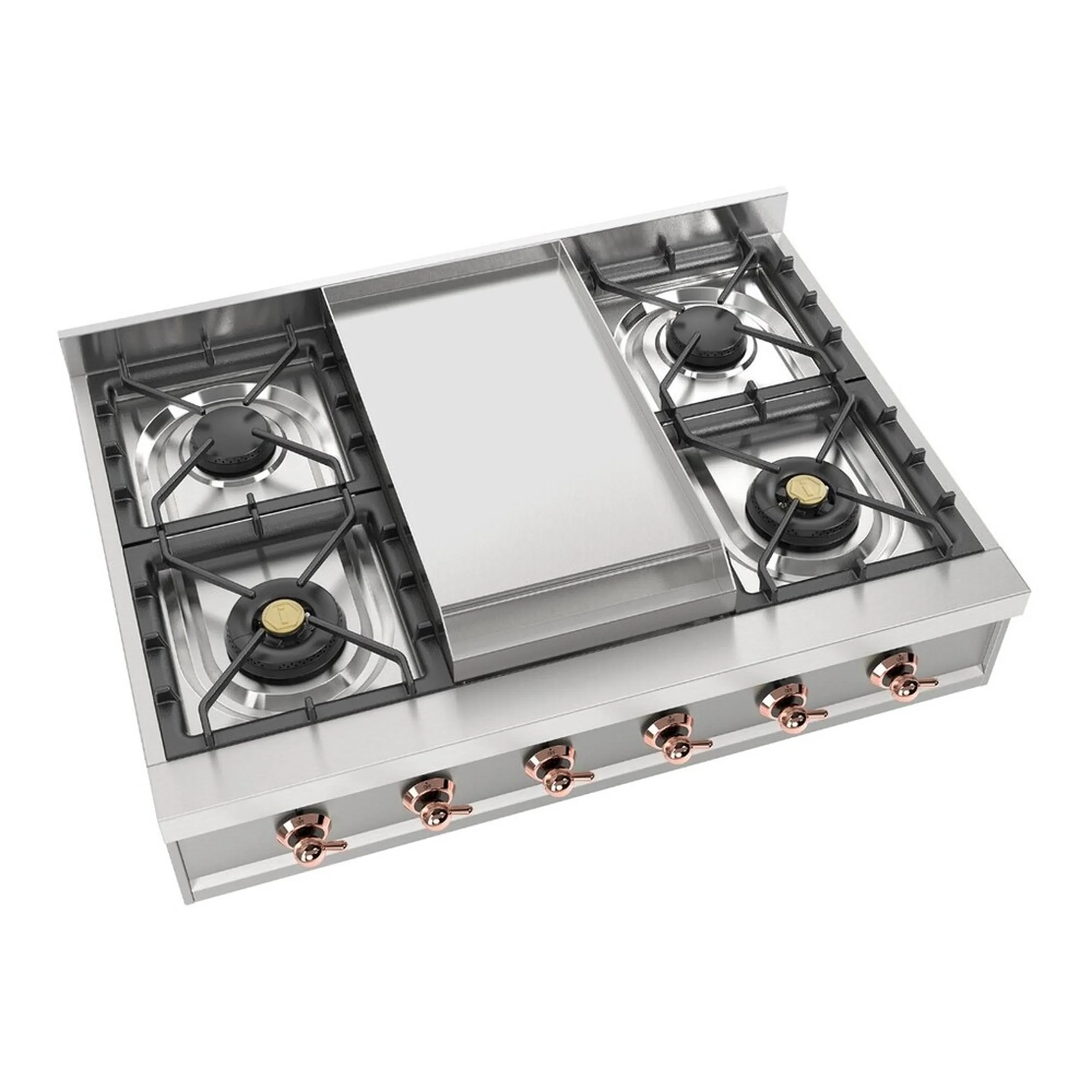 ILVE Nostalgie II 36 inch Built-In Propane Gas Rangetop with 6 Burners and Griddle, in Stainless Steel (UHCP36FNSSPLP) - Image 3