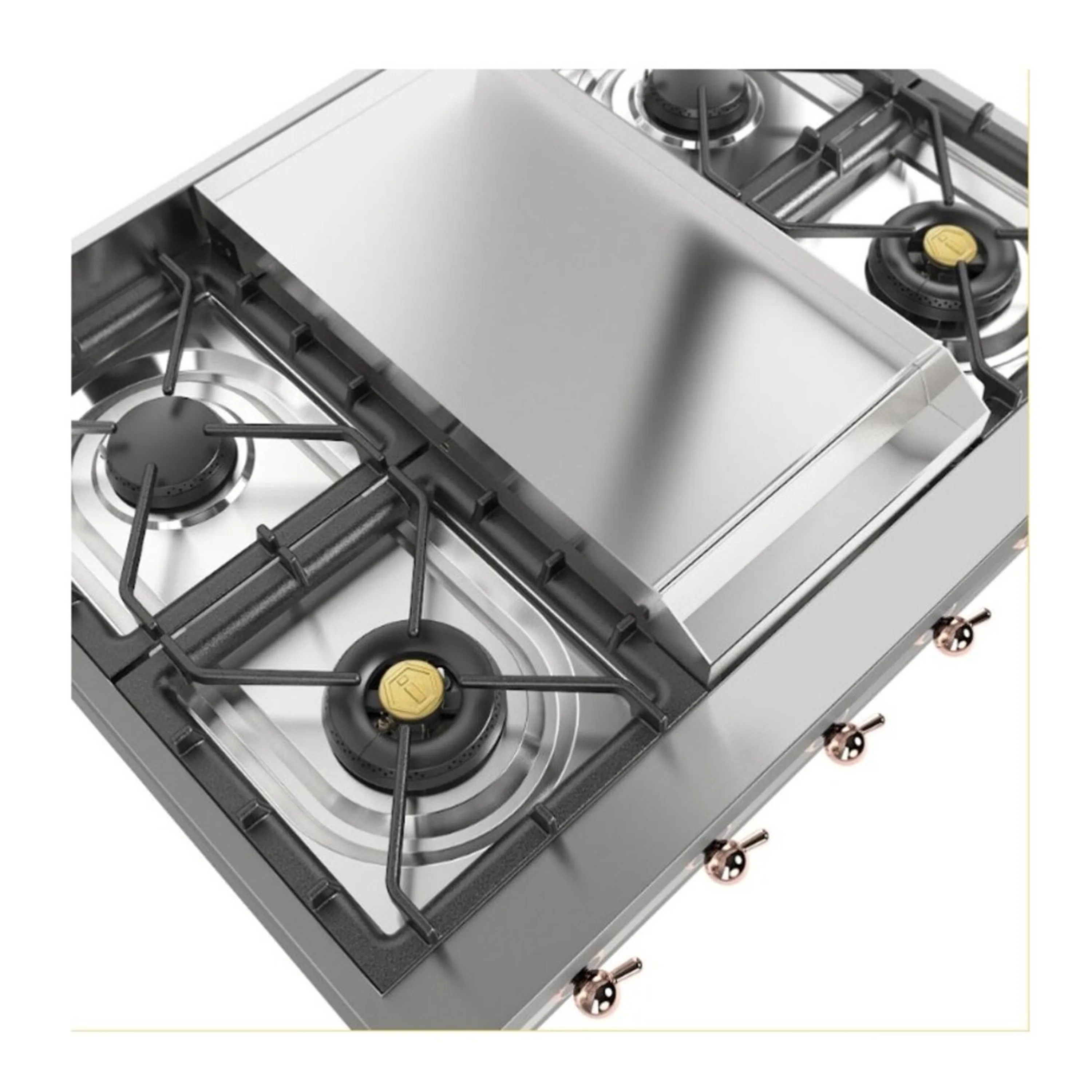 ILVE Nostalgie II 36 inch Built-In Propane Gas Rangetop with 6 Burners and Griddle, in Stainless Steel (UHCP36FNSSPLP) - Image 5