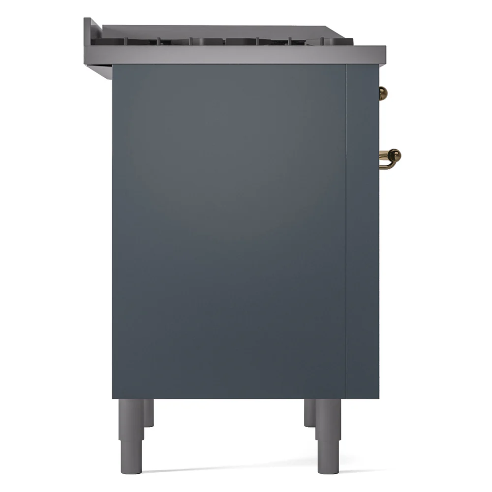 ILVE Nostalgie II 36-Inch Dual Fuel Freestanding Range in Blue Grey with Brass Trim (UP36FNMPBGGLP) - Image 7