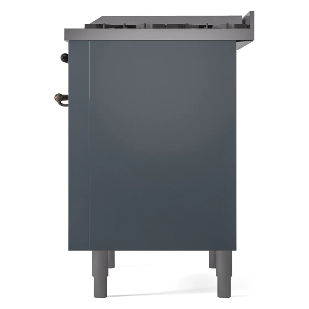 ILVE Nostalgie II 36-Inch Dual Fuel Freestanding Range in Blue Grey with Bronze Trim (UP36FNMPBGBLP) - Image 8