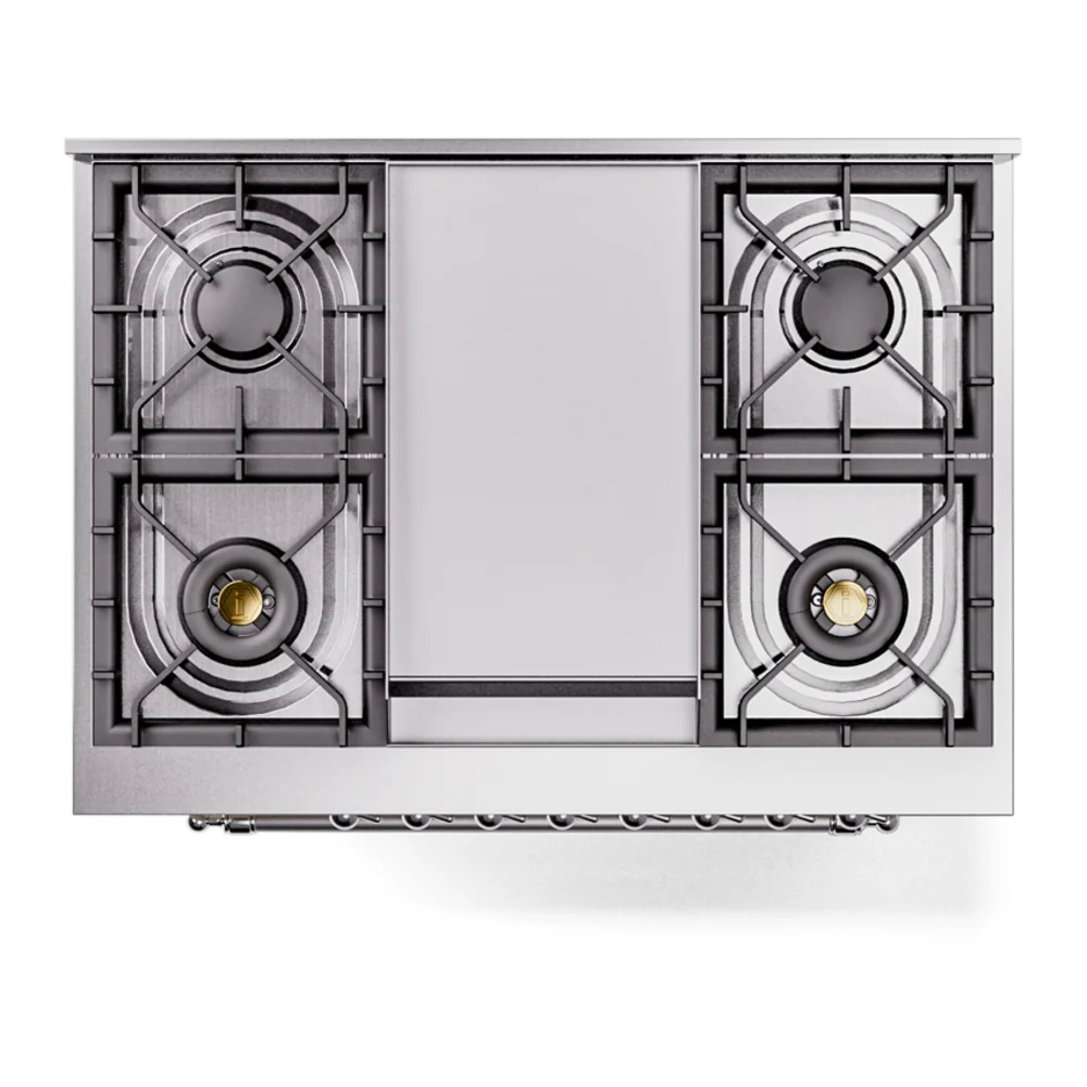 ILVE Nostalgie II 36-Inch Dual Fuel Freestanding Range in Blue Grey with Chrome Trim (UP36FNMPBGCLP) - Image 4