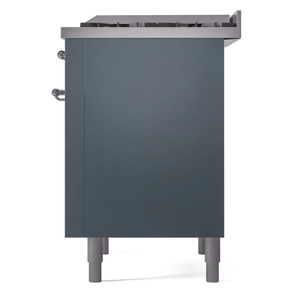 ILVE Nostalgie II 36-Inch Dual Fuel Freestanding Range in Blue Grey with Chrome Trim (UP36FNMPBGCLP) - Image 8