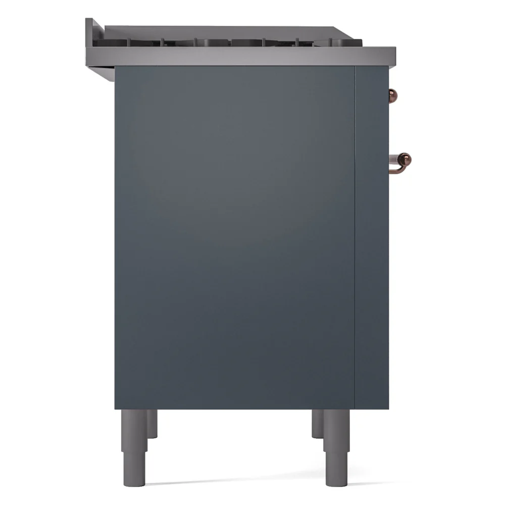 ILVE Nostalgie II 36-Inch Dual Fuel Freestanding Range in Blue Grey with Copper Trim (UP36FNMPBGPLP) - Image 7