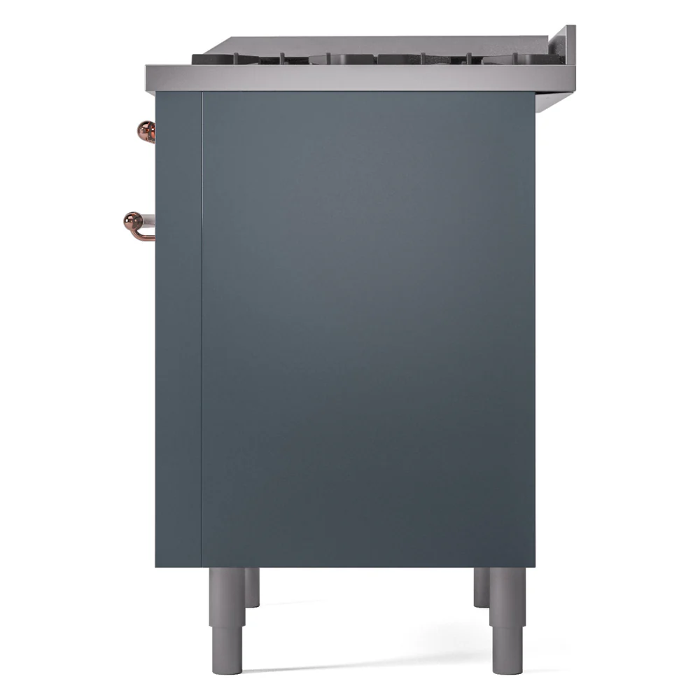 ILVE Nostalgie II 36-Inch Dual Fuel Freestanding Range in Blue Grey with Copper Trim (UP36FNMPBGPLP) - Image 8