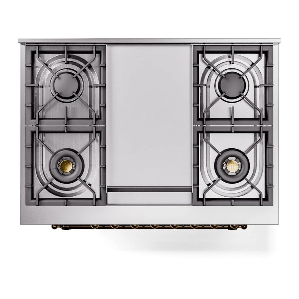 ILVE Nostalgie II 36-Inch Freestanding Natural Gas Dual Fuel Range in Custom RAL with Bronze Trim (UP36FNMPRAB) - Image 8