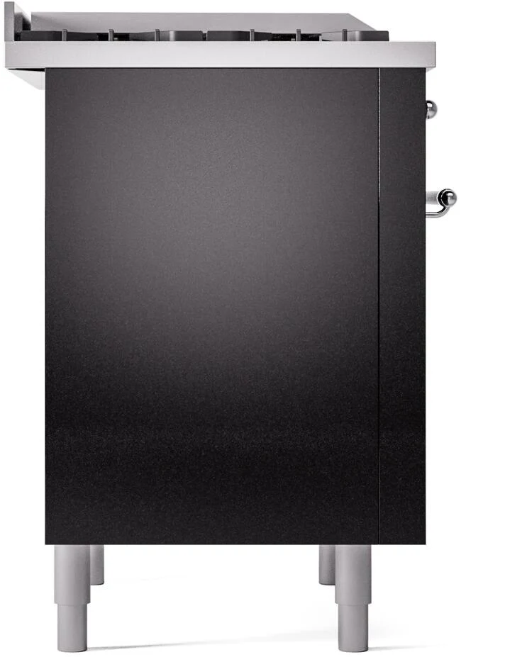 ILVE Nostalgie II 36-Inch Freestanding Natural Gas Dual Fuel Range in Glossy Black with Chrome Trim (UP36FNMPBKC) - Image 8