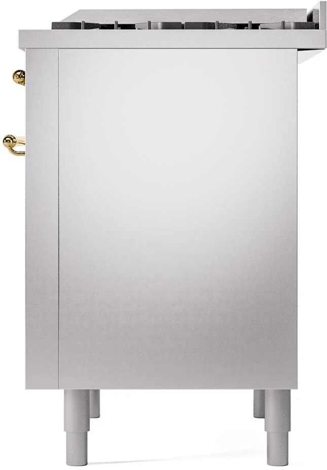 ILVE Nostalgie II 36-Inch Freestanding Natural Gas Dual Fuel Range in Stainless Steel with Brass Trim (UP36FNMPSSG) - Image 9