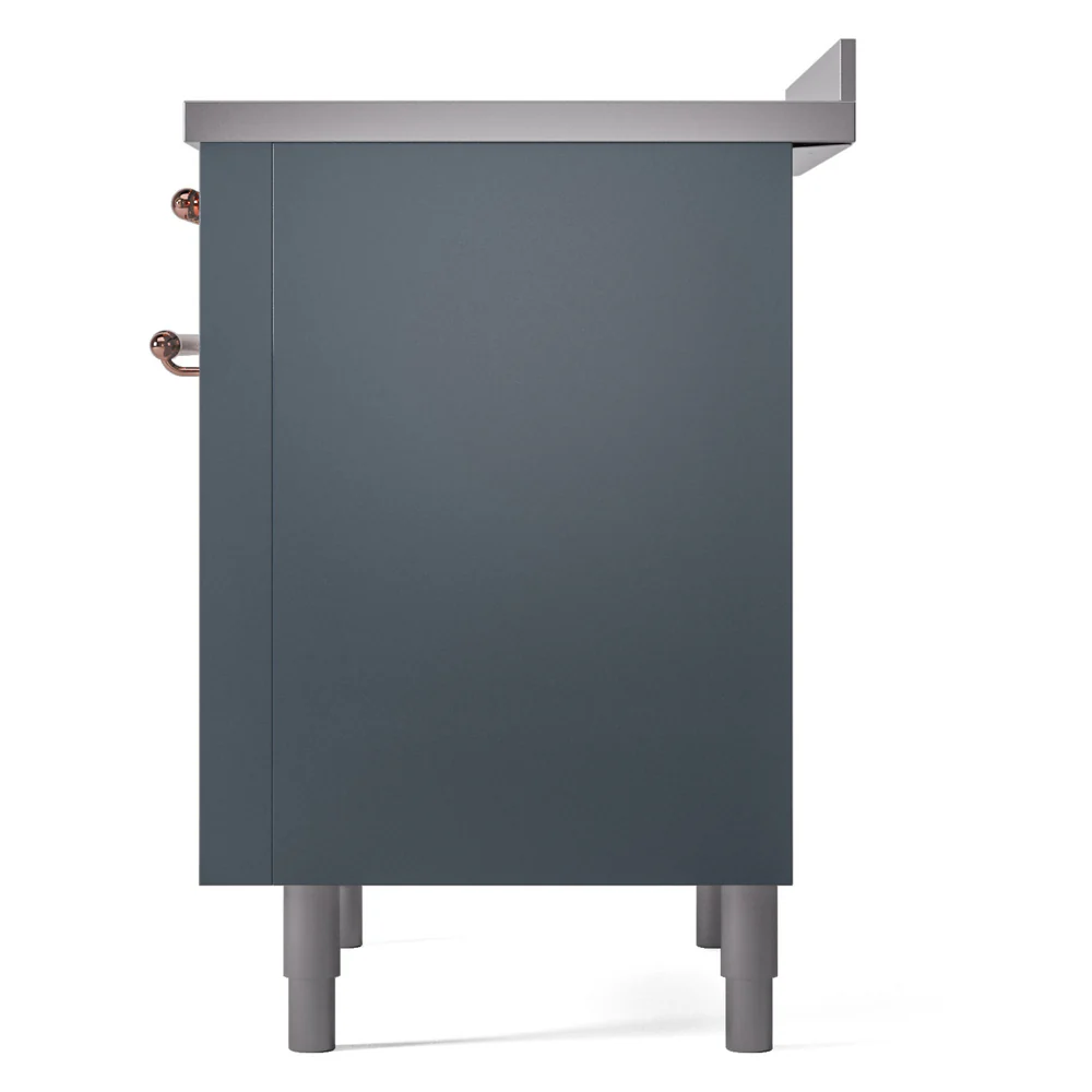 ILVE Nostalgie II 36-Inch Freestanding Electric Induction Range in Blue Grey with Copper Trim (UPI366NMPBGP) - Image 8