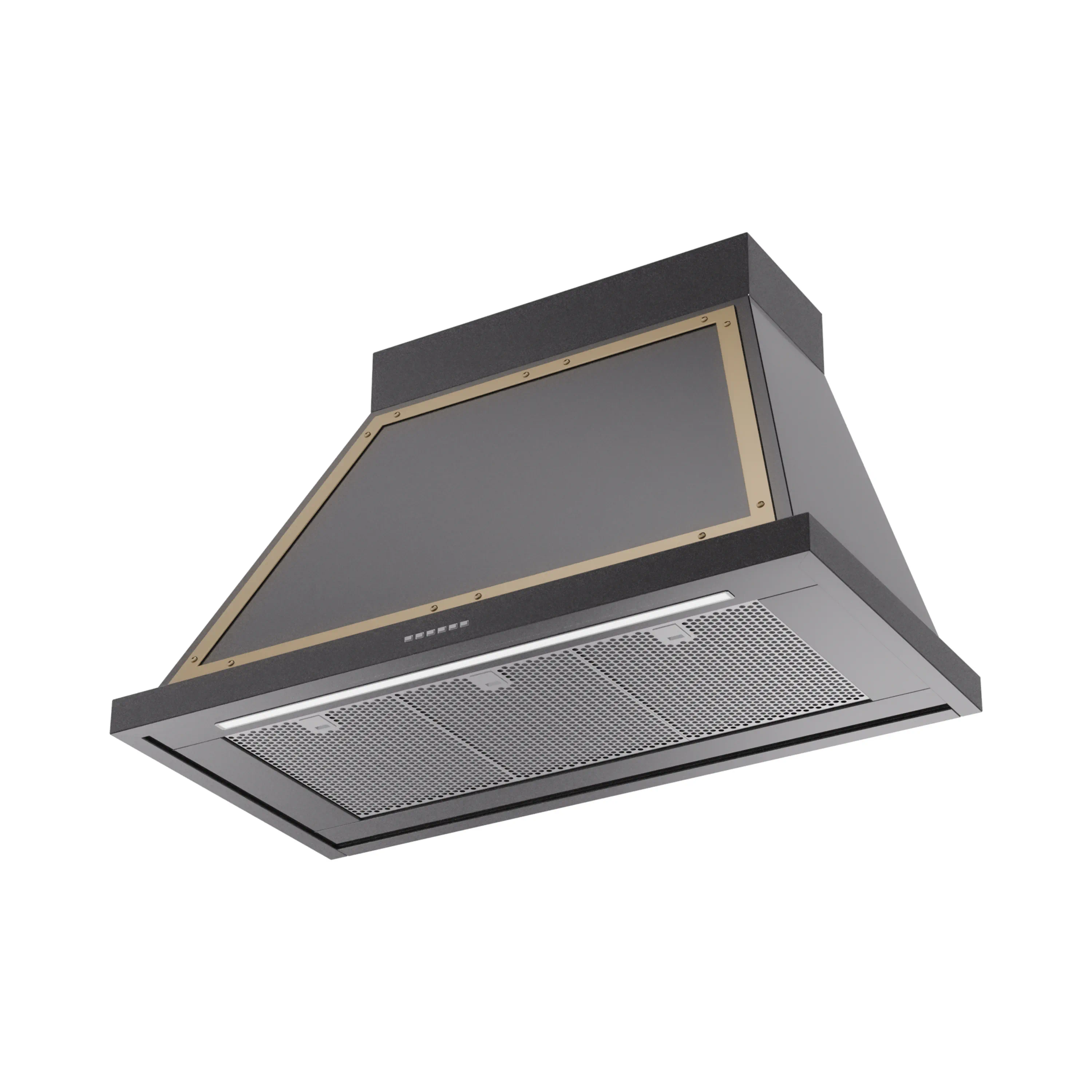 ILVE Nostalgie II 40-Inch 600 CFM Wall Mounted Range Hood in Glossy Black with Brass Trim (UANB40BKG) - Image 2