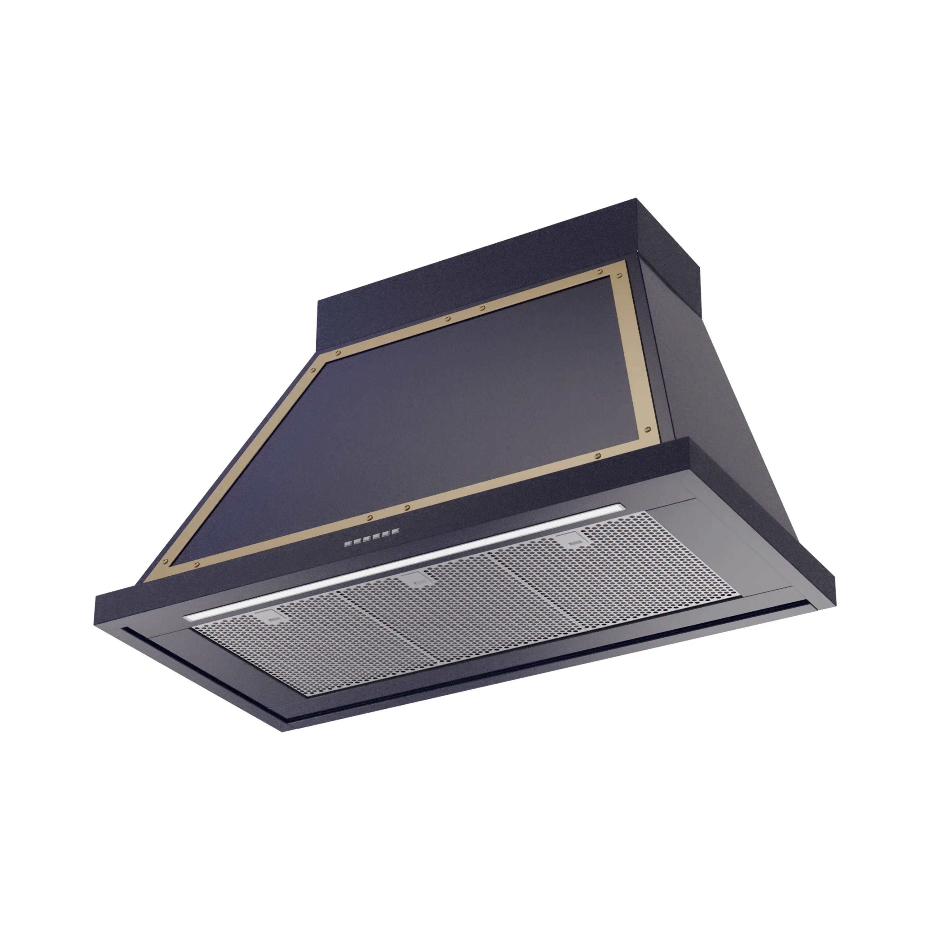 ILVE Nostalgie II 40-Inch 600 CFM Wall Mounted Range Hood in Midnight Blue with Brass Trim (UANB40MBG) - Image 2