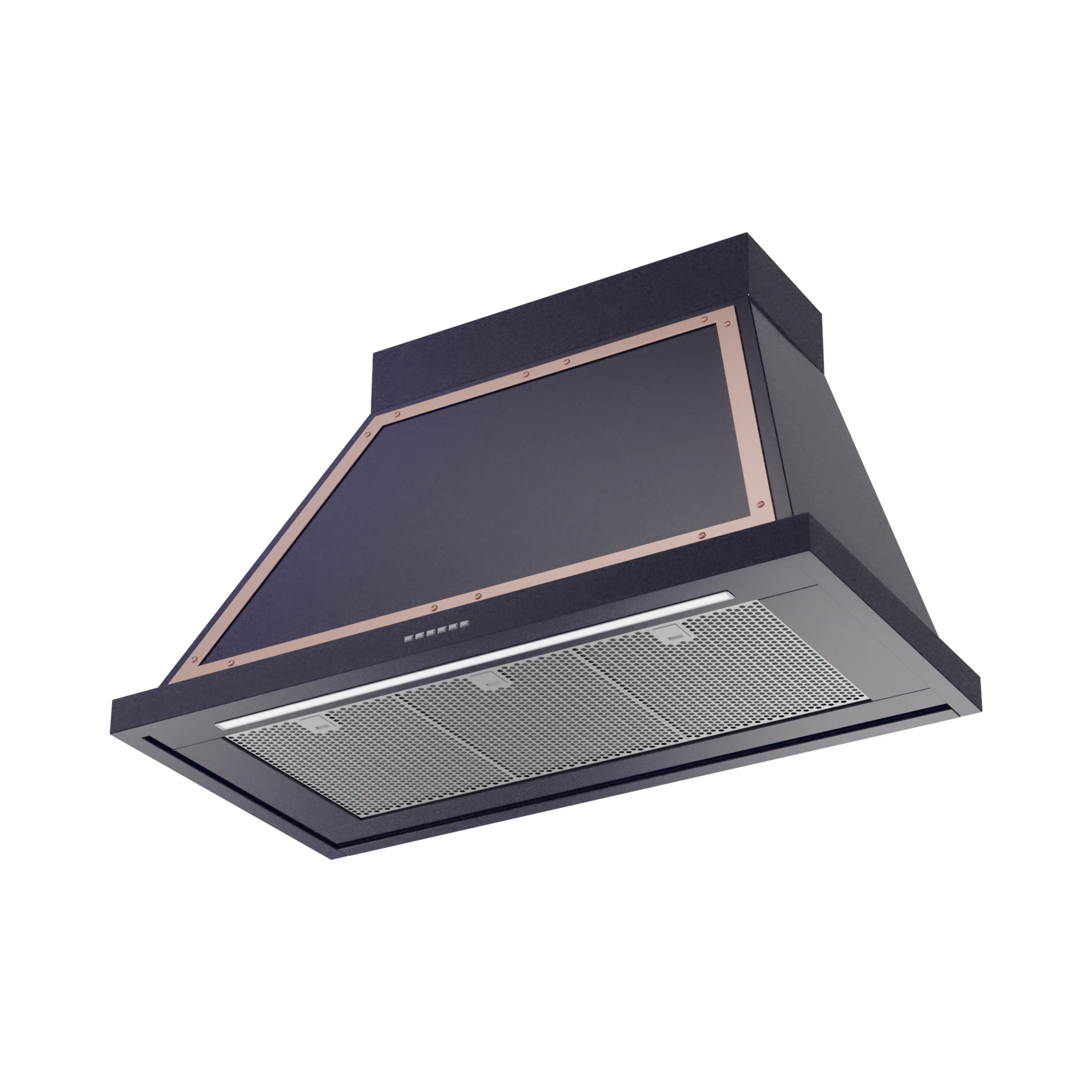 ILVE Nostalgie II 40-Inch 600 CFM Wall Mounted Range Hood in Midnight Blue with Copper Trim (UANB40MBP) - Image 2