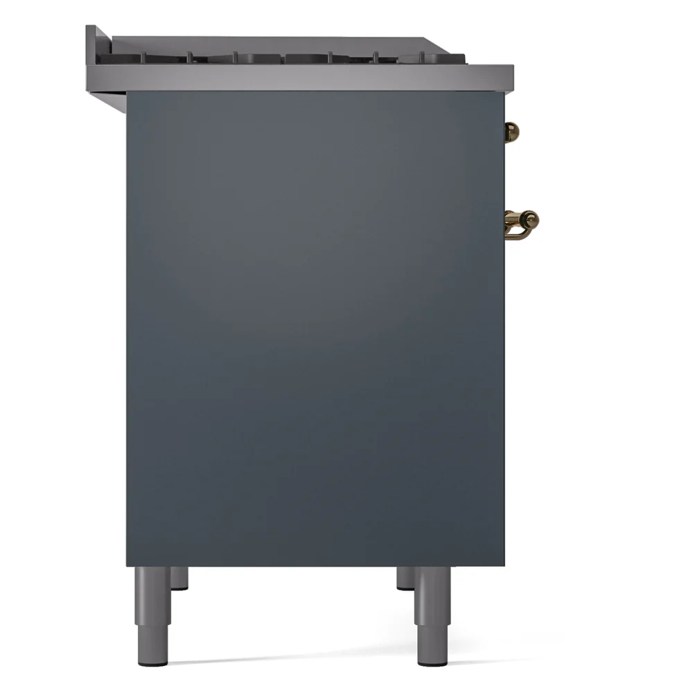 ILVE Nostalgie II 40-Inch Dual Fuel Freestanding Range in Blue Grey with Brass Trim (UPD40FNMPBGGLP) - Image 9
