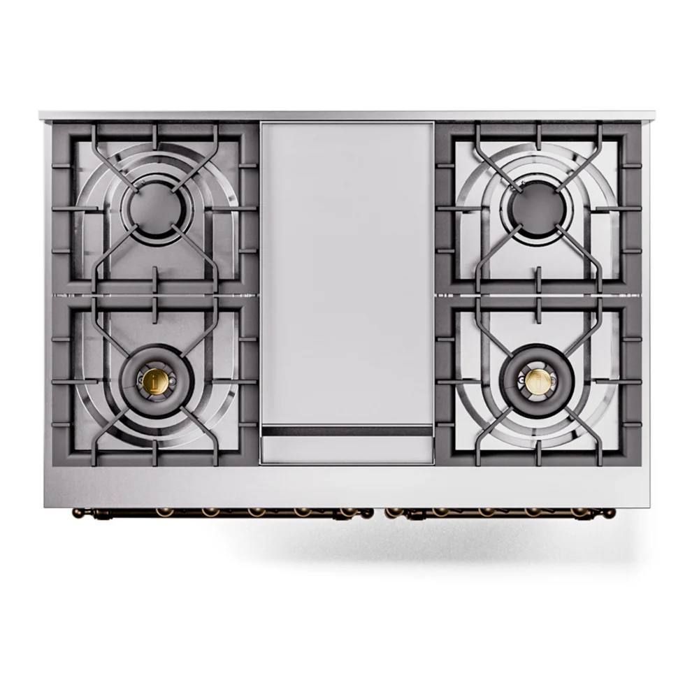 ILVE Nostalgie II 40-Inch Dual Fuel Freestanding Range in Blue Grey with Bronze Trim (UPD40FNMPBGBLP) - Image 8