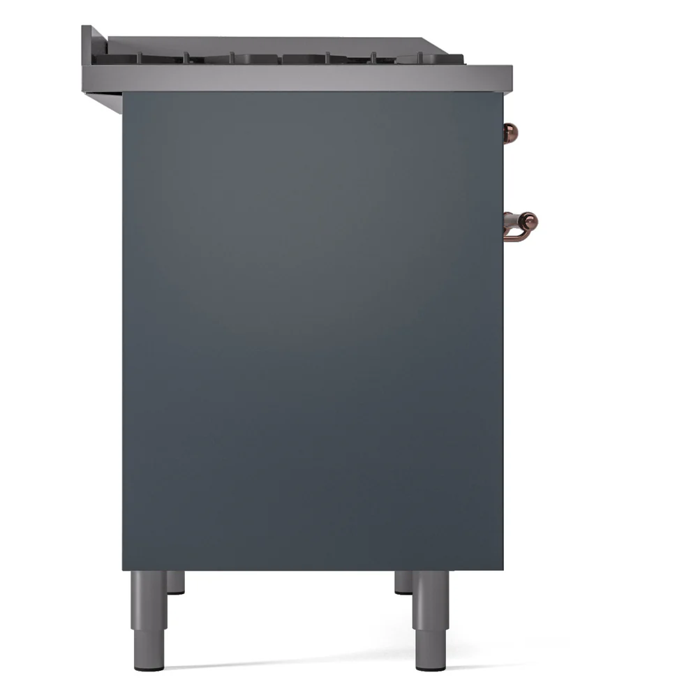ILVE Nostalgie II 40-Inch Dual Fuel Freestanding Range in Blue Grey with Copper Trim (UPD40FNMPBGPLP) - Image 9