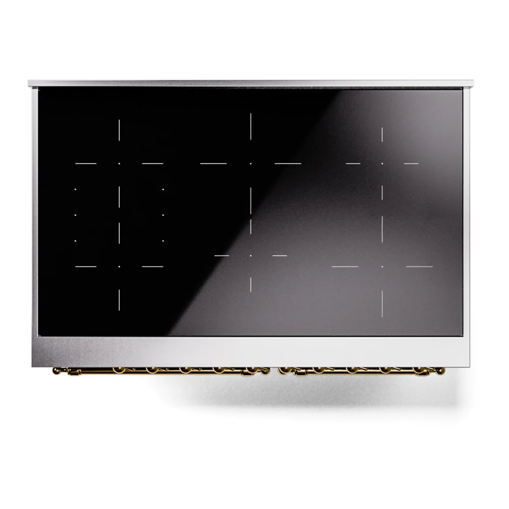 ILVE Nostalgie II 40-Inch Freestanding Electric Induction Range in Blue Grey with Brass Trim (UPDI406NMPBGG) - Image 8