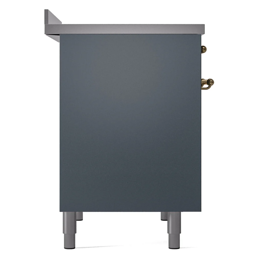 ILVE Nostalgie II 40-Inch Freestanding Electric Induction Range in Blue Grey with Brass Trim (UPDI406NMPBGG) - Image 9