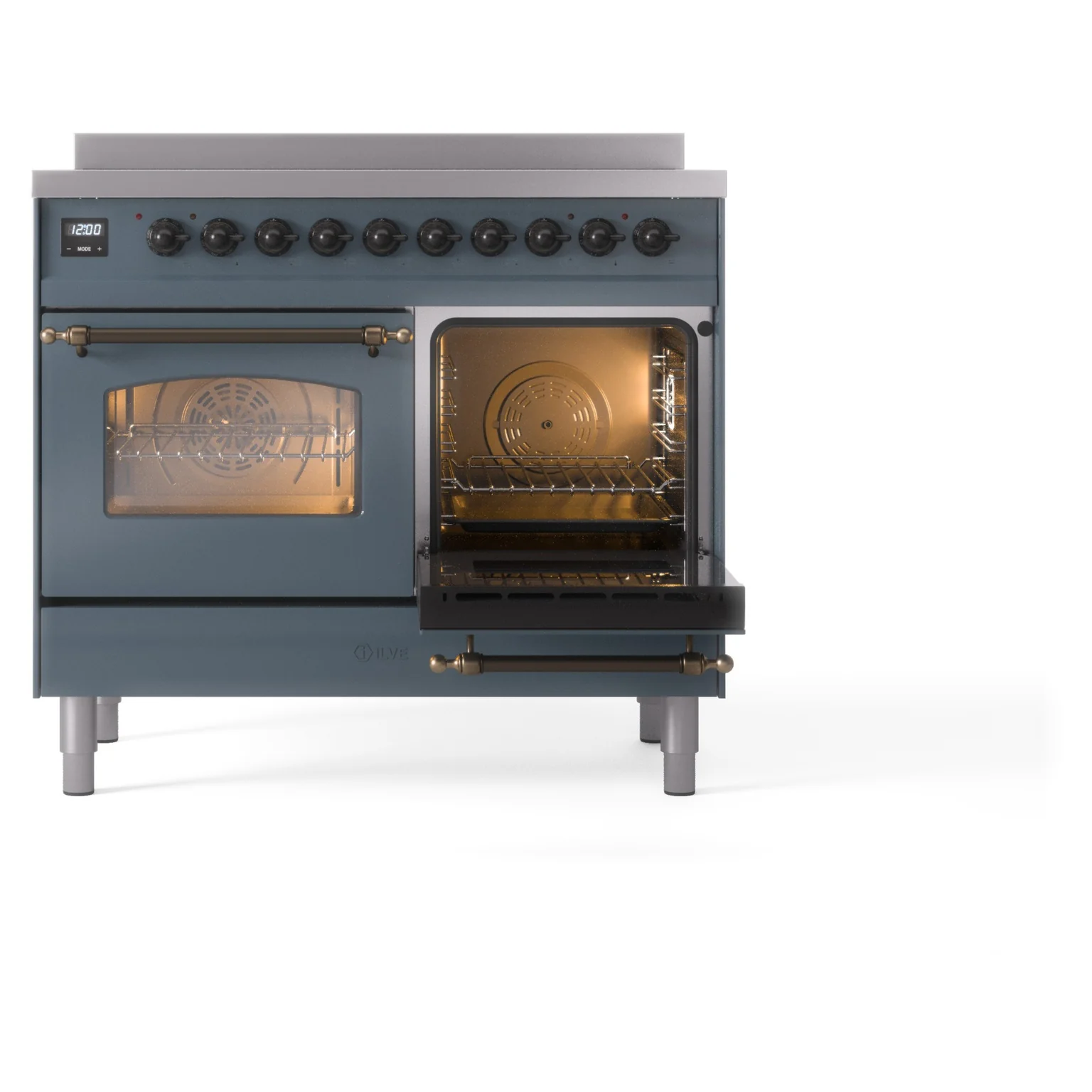 ILVE Nostalgie II 40-Inch Freestanding Electric Induction Range in Blue Grey with Bronze Trim (UPDI406NMPBGB) - Image 6