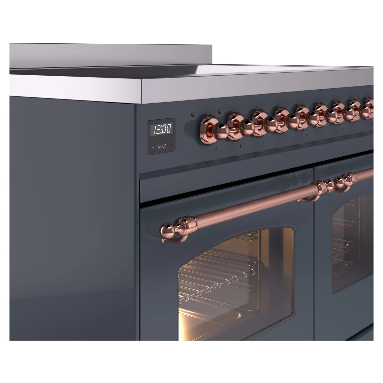 ILVE Nostalgie II 40-Inch Freestanding Electric Induction Range in Blue Grey with Copper Trim (UPDI406NMPBGP) - Image 3