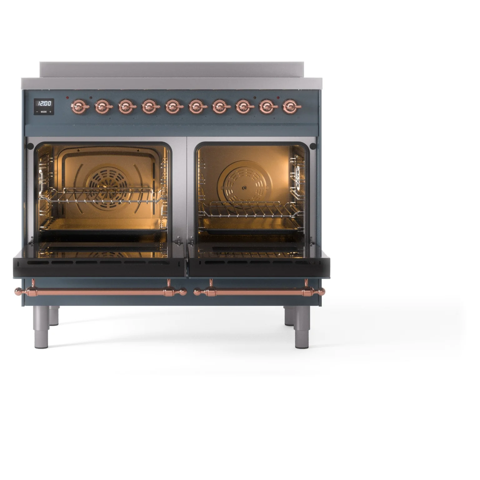ILVE Nostalgie II 40-Inch Freestanding Electric Induction Range in Blue Grey with Copper Trim (UPDI406NMPBGP) - Image 4