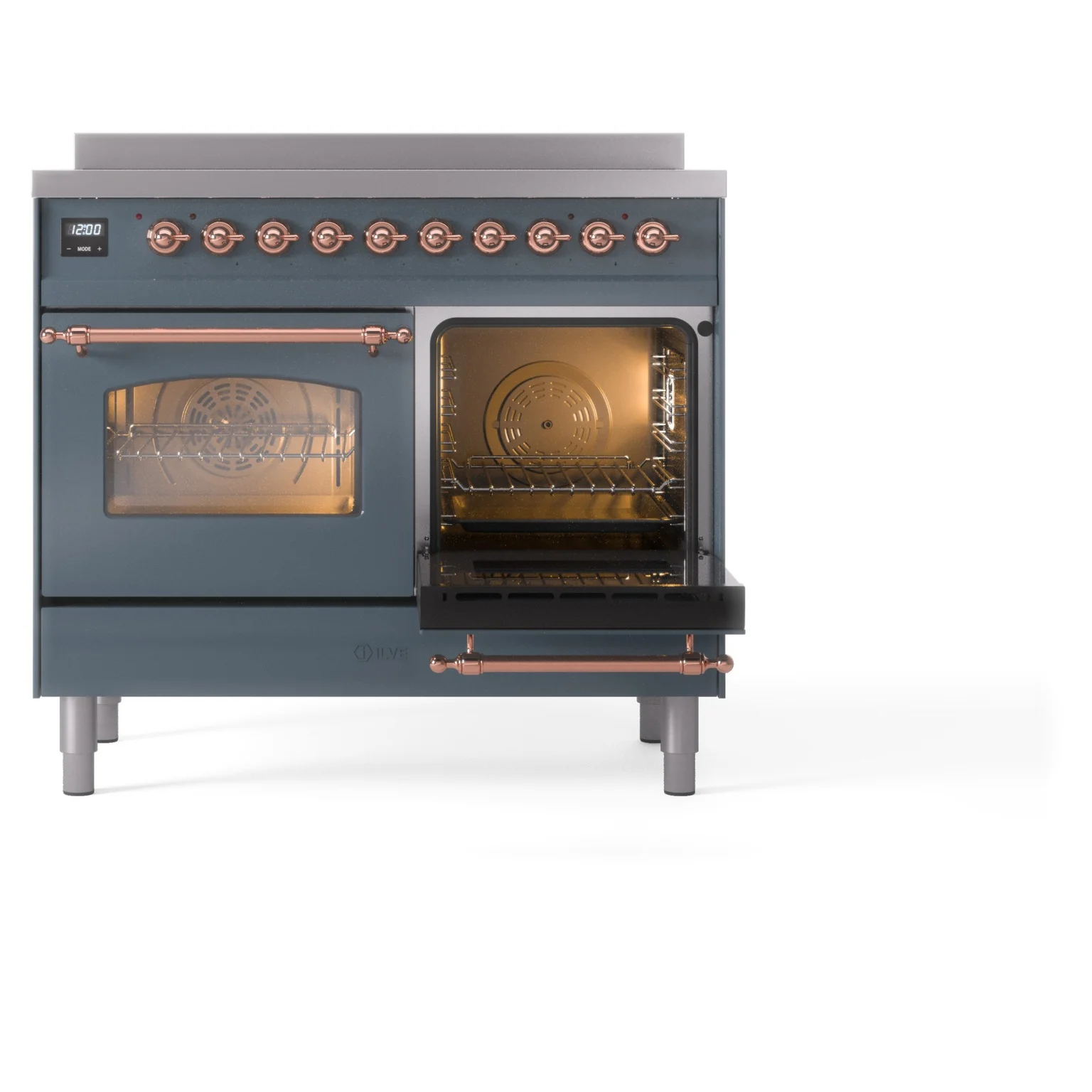 ILVE Nostalgie II 40-Inch Freestanding Electric Induction Range in Blue Grey with Copper Trim (UPDI406NMPBGP) - Image 6