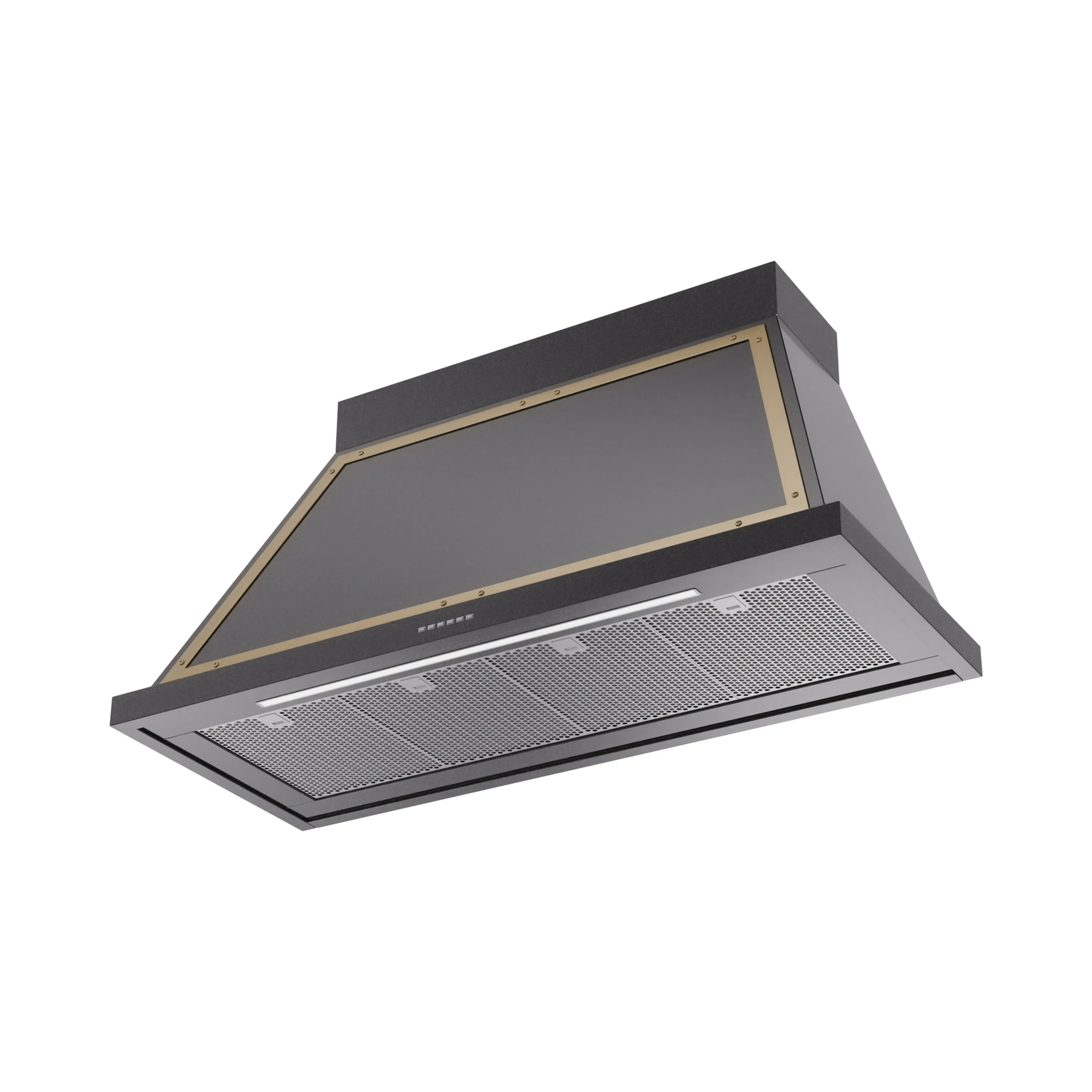 ILVE Nostalgie II 48-Inch 600 CFM Wall Mounted Range Hood in Glossy Black with Brass Trim (UANB48BKG) - Image 2