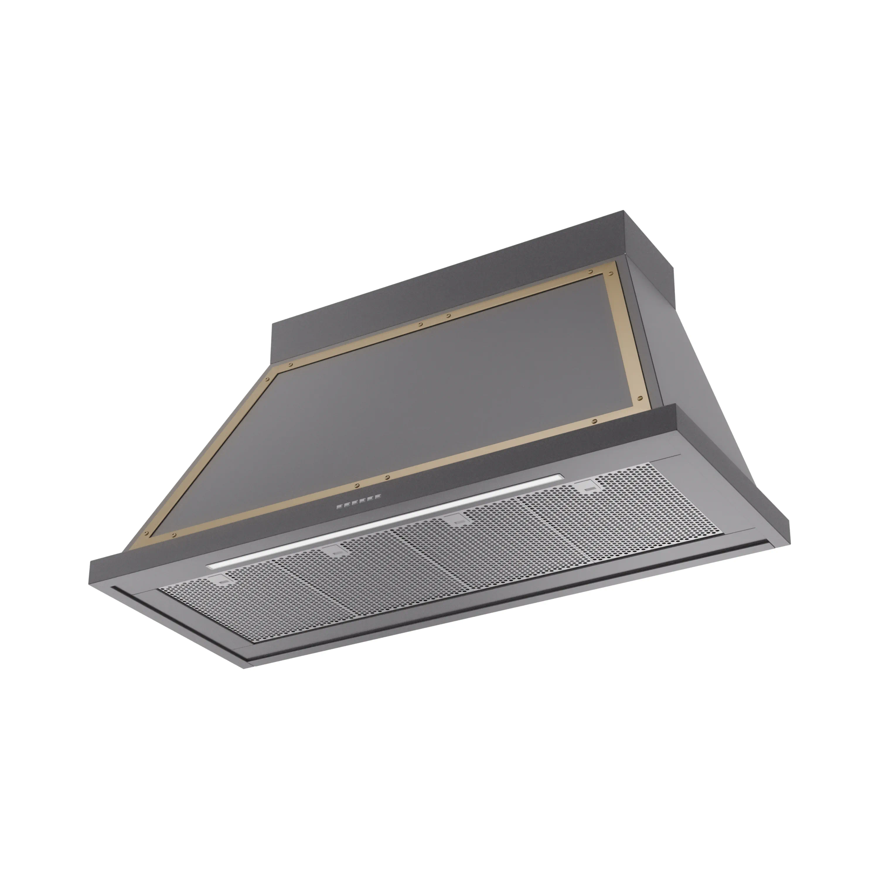 ILVE Nostalgie II 48-Inch 600 CFM Wall Mounted Range Hood in Graphite Matte with Brass Trim (UANB48MGG) - Image 2