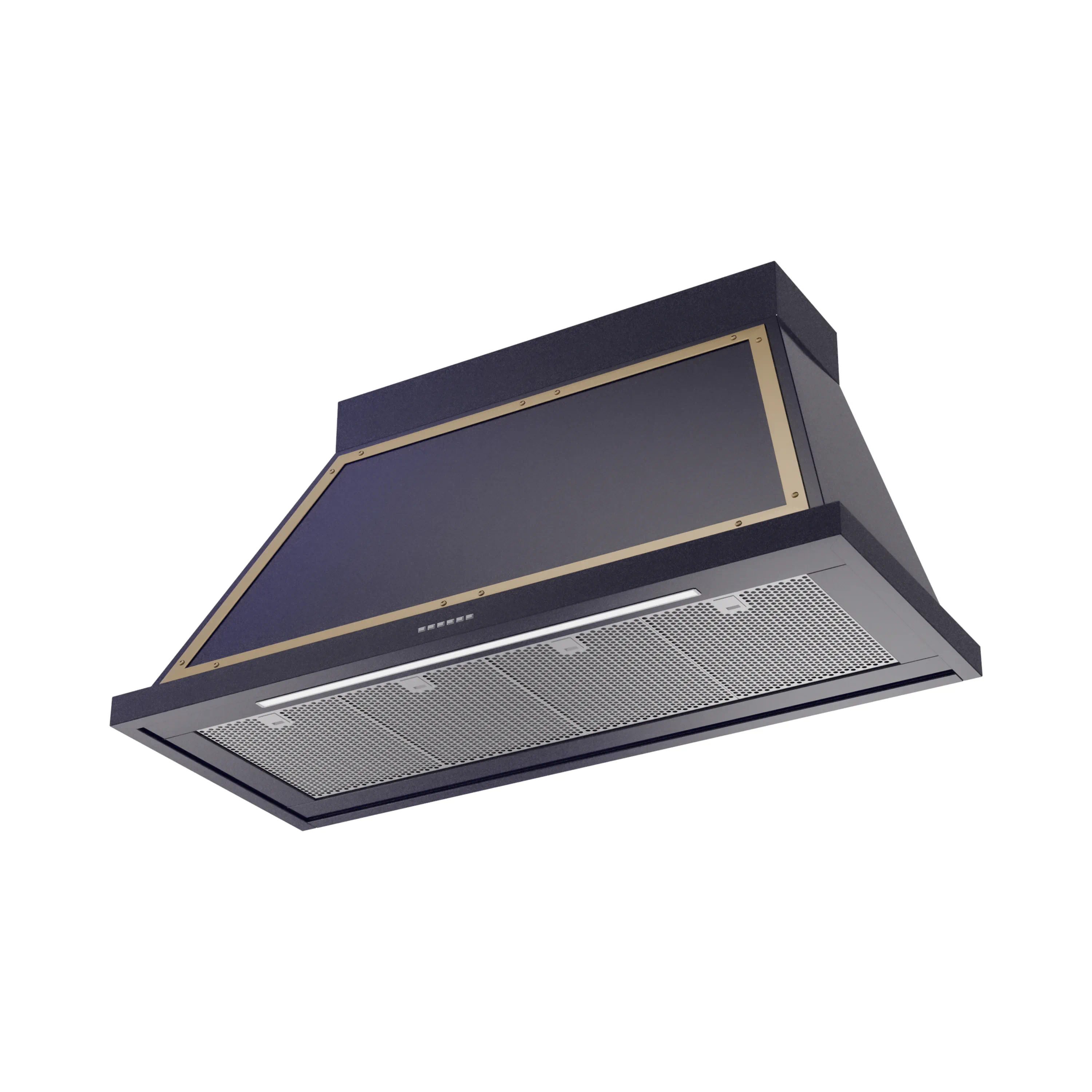 ILVE Nostalgie II 48-Inch 600 CFM Wall Mounted Range Hood in Midnight Blue with Brass Trim (UANB48MBG) - Image 2
