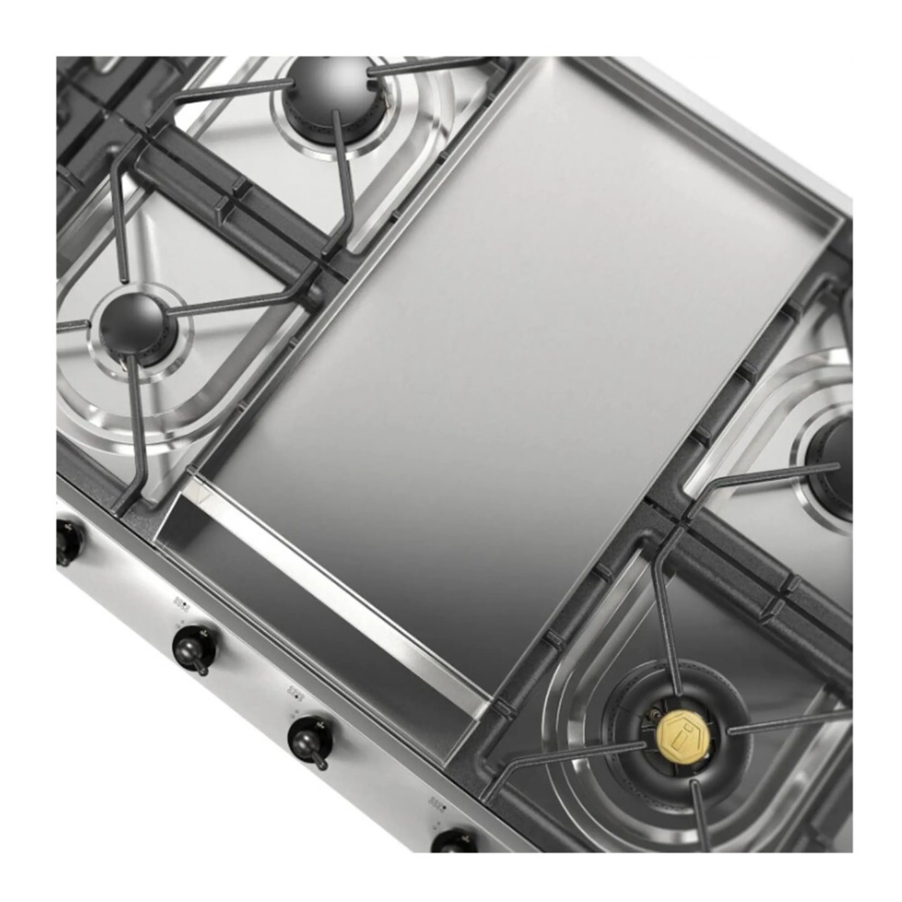 ILVE Nostalgie II 48 inch Built-In Propane Gas Cooktop with 8 Burners, Griddle, in Stainless Steel (UHCP1265FNSSBLP) - Image 8