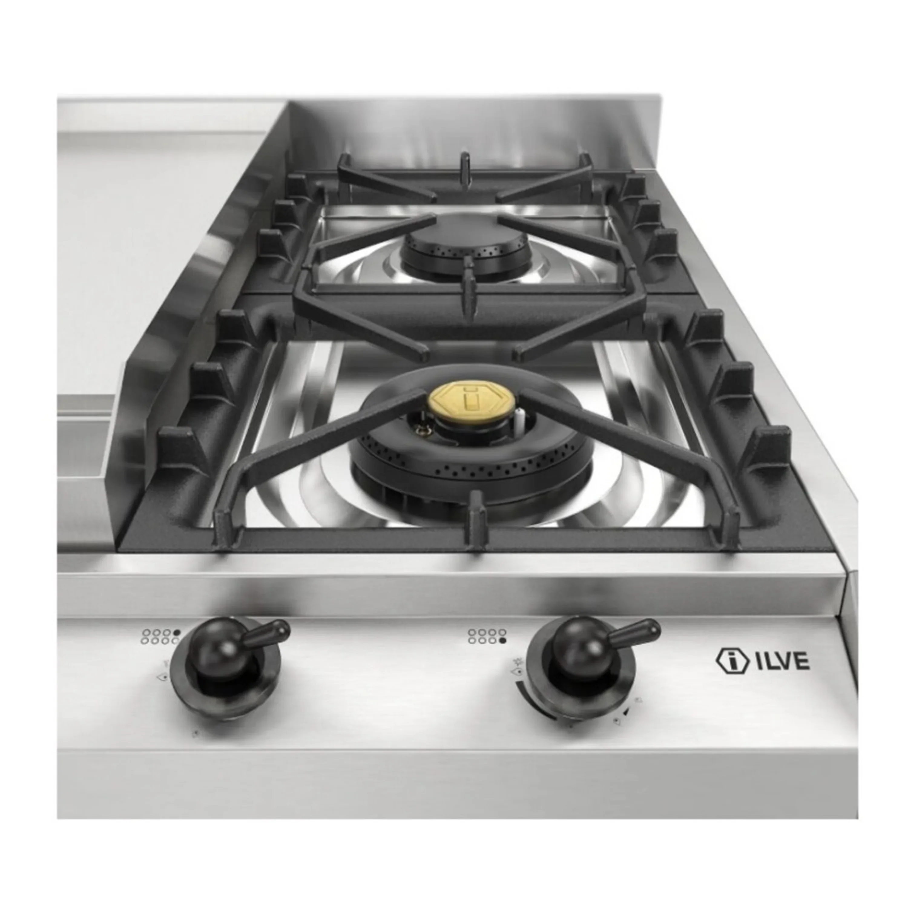 ILVE Nostalgie II 48 inch Built-In Propane Gas Cooktop with 8 Burners, Griddle, in Stainless Steel (UHCP1265FNSSBLP) - Image 5