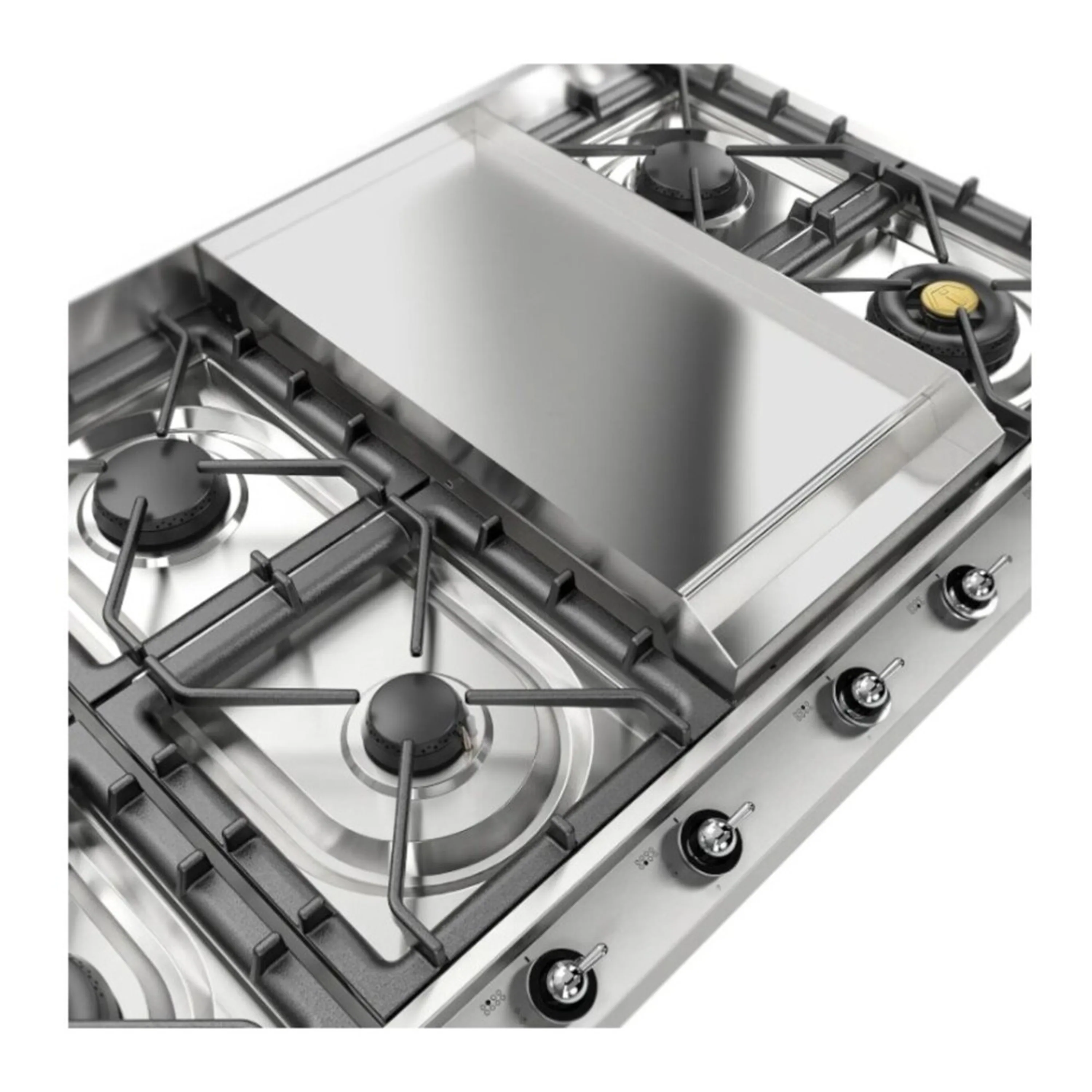 ILVE Nostalgie II 48 inch Built-In Propane Gas Cooktop with 8 Burners, Griddle, in Stainless Steel (UHCP1265FNSSCLP) - Image 5
