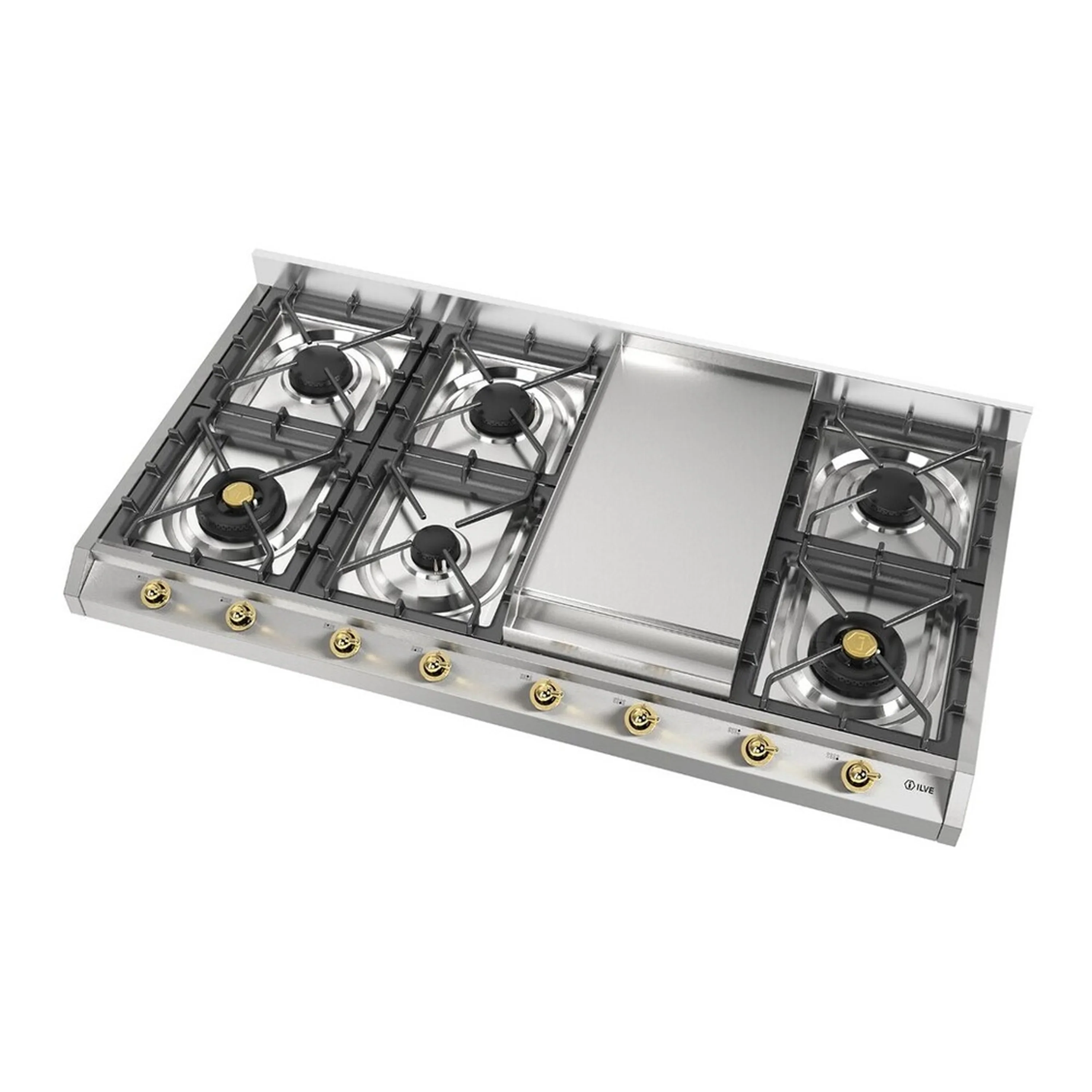 ILVE Nostalgie II 48-Inch Built-In Propane Gas Cooktop with 8 Burners, Griddle in Stainless Steel (UHCP1265FNSSGLP) - Image 4