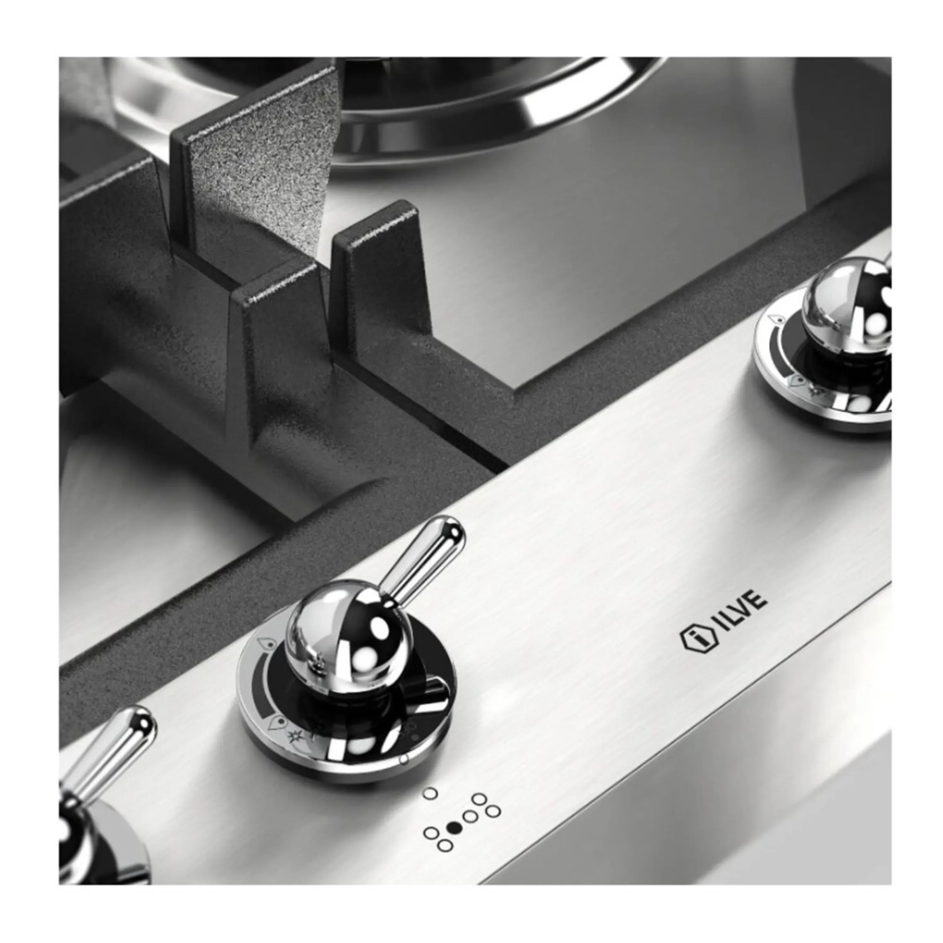 ILVE Nostalgie II 48 inch Built-In Propane Gas Cooktop with Total Black Brass Burners, in Stainless Steel (UHCPT125FNSSCLP) - Image 5