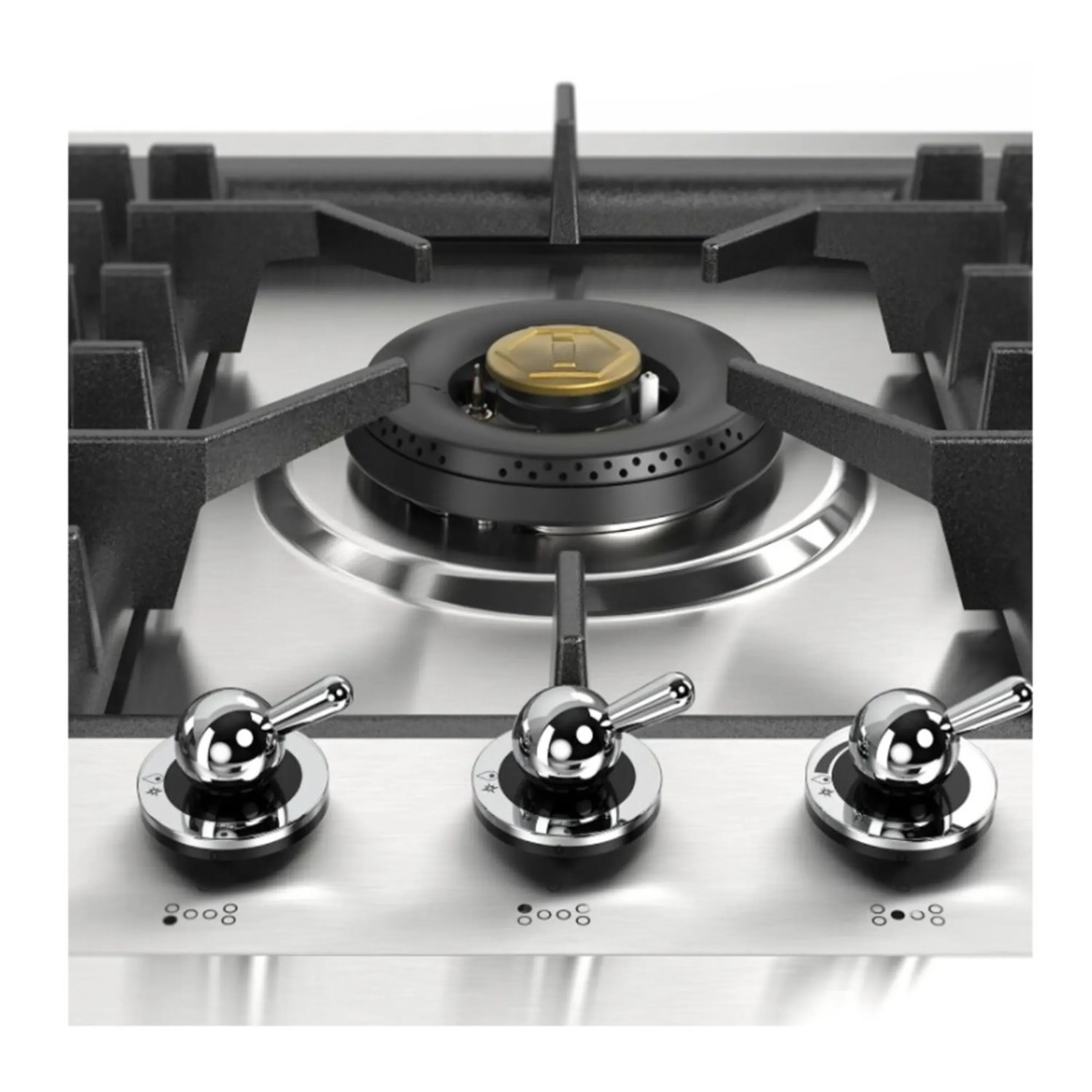 ILVE Nostalgie II 48 inch Built-In Propane Gas Cooktop with Total Black Brass Burners, in Stainless Steel (UHCPT125FNSSCLP) - Image 7