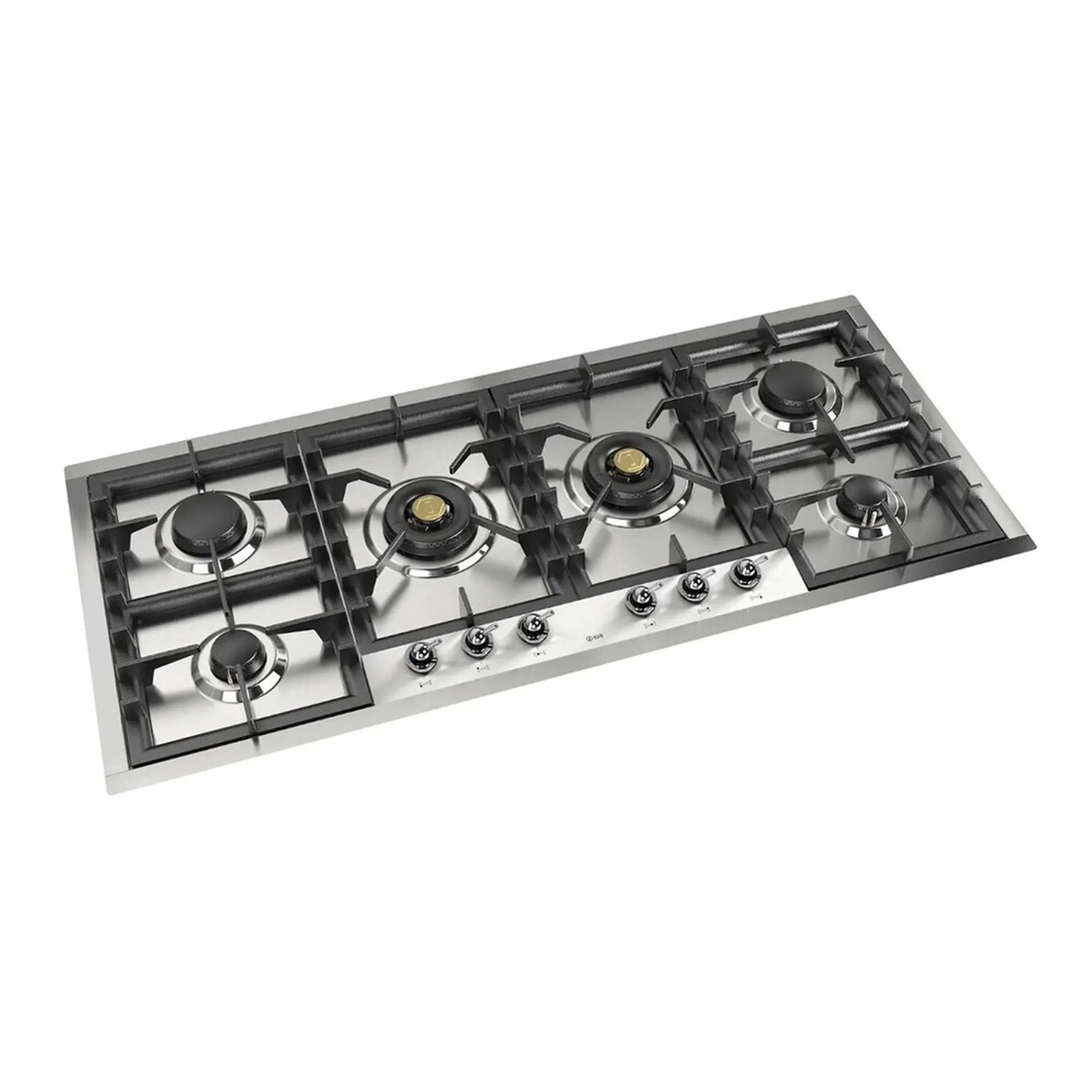 ILVE Nostalgie II 48-Inch Built-In Gas Cooktop with Total Black Brass Burners in Stainless Steel (UHCPT125NSSC) - Image 2