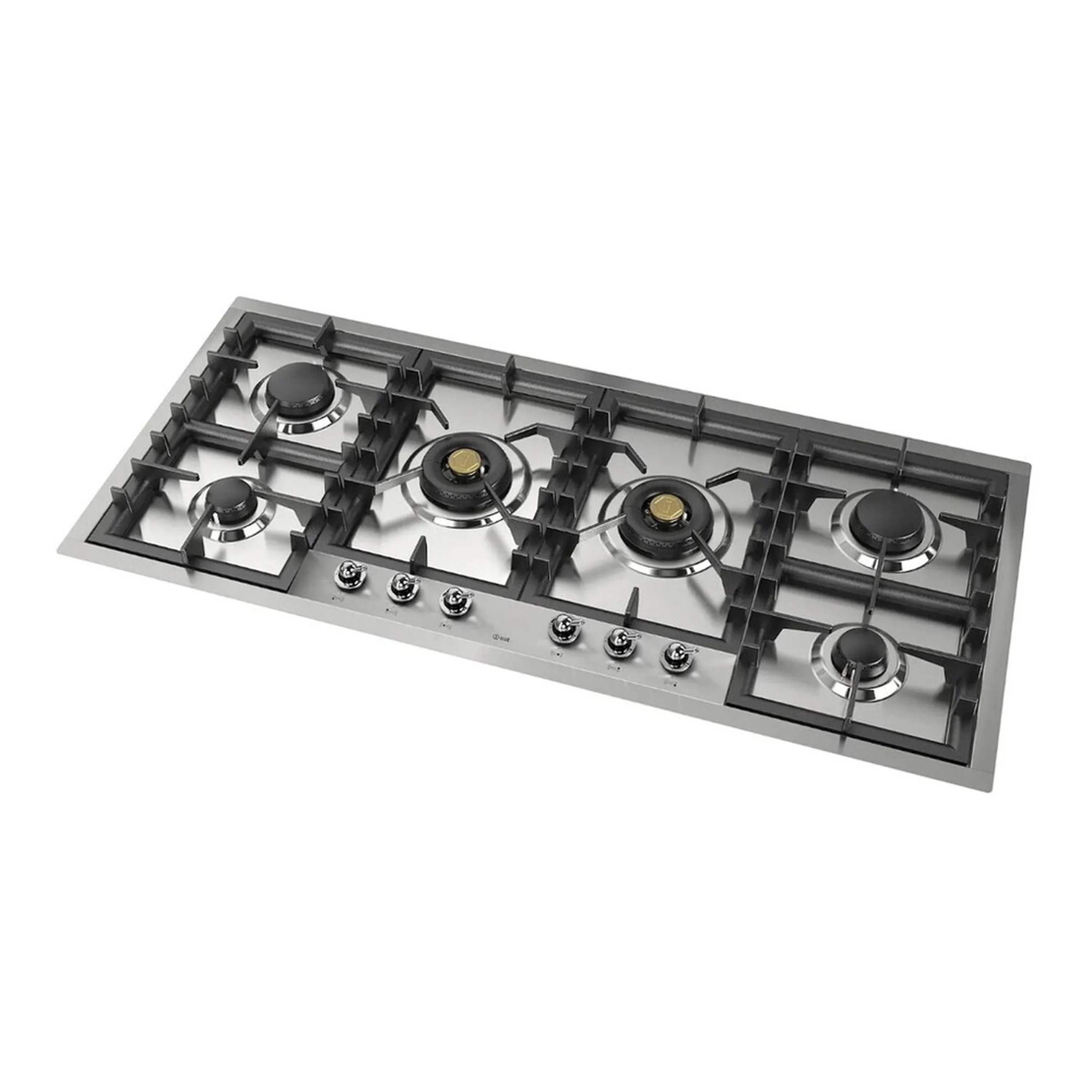 ILVE Nostalgie II 48-Inch Built-In Gas Cooktop with Total Black Brass Burners in Stainless Steel (UHCPT125NSSC) - Image 3