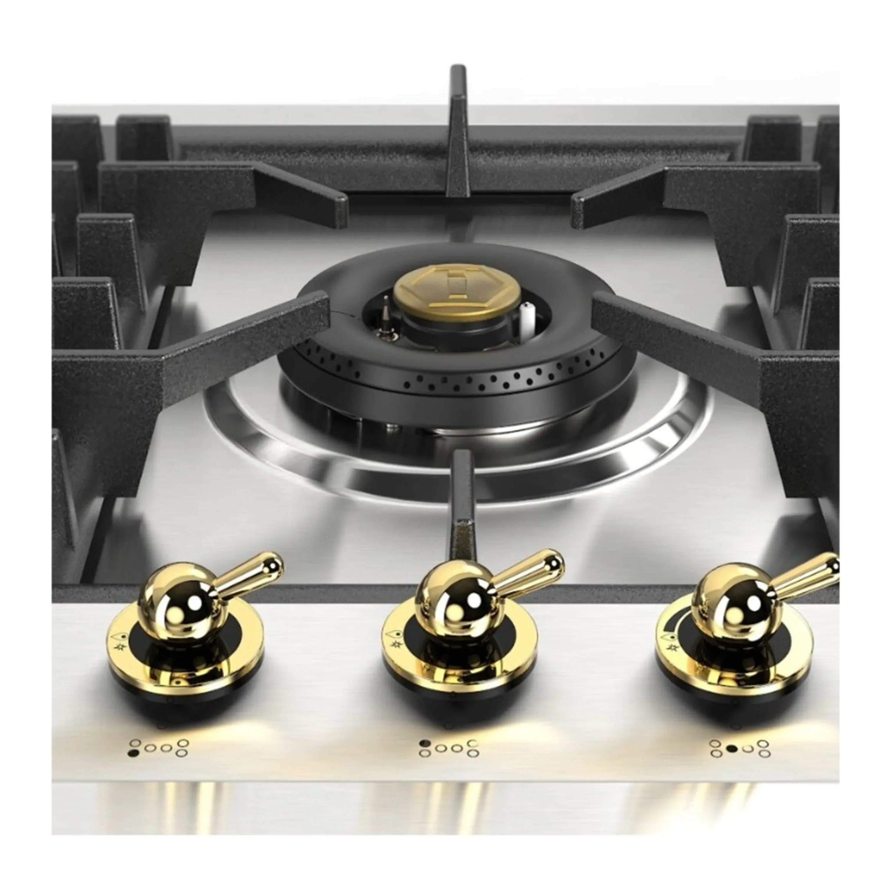ILVE Nostalgie II 48-Inch Built-In Natural Gas Cooktop with Total Black Brass Burners in Stainless Steel (UHCPT125NSSG) - Image 7