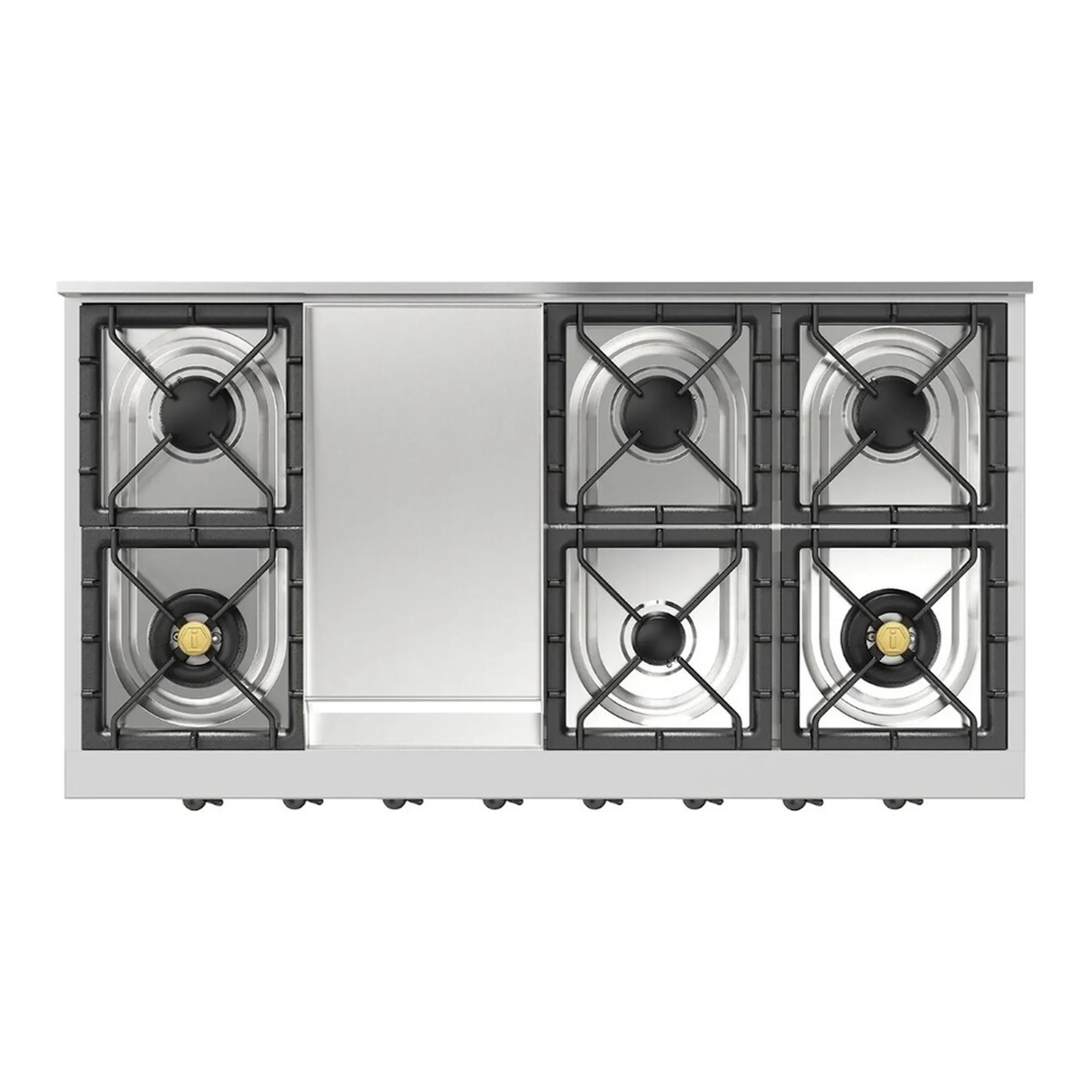 ILVE Nostalgie II 48 inch Built-In Natural Gas Rangetop with Griddle, in Stainless Steel (UHCP48FNSSB) - Image 2